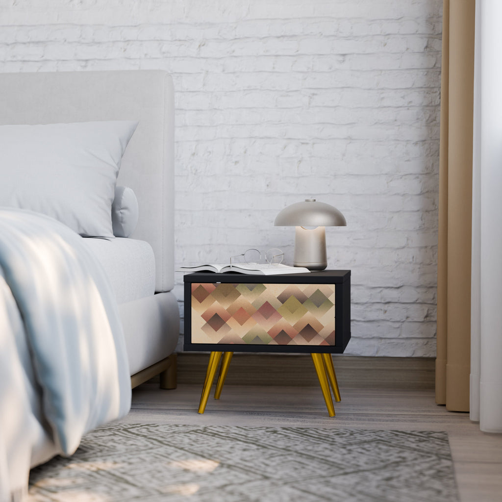 GEOMETRIC FUSION Nightstand in Black Finish