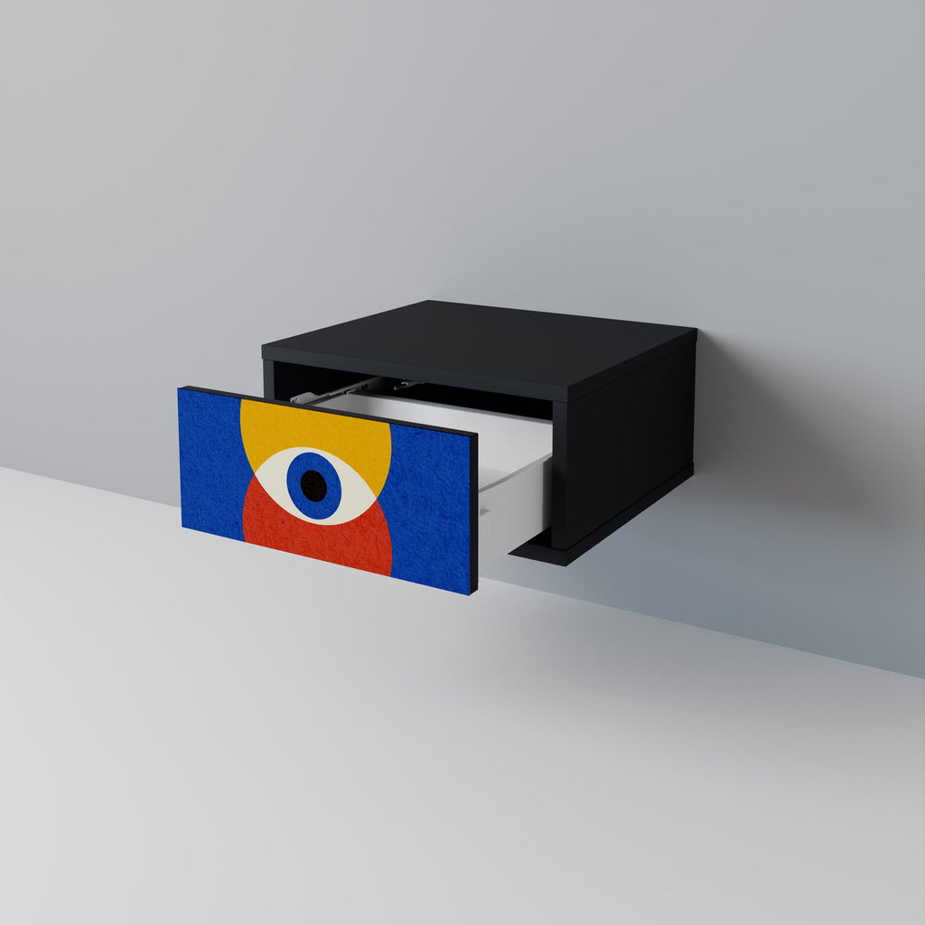 GEOMETRIC EYES Mesa de Cabeceira em Acabamento Preto