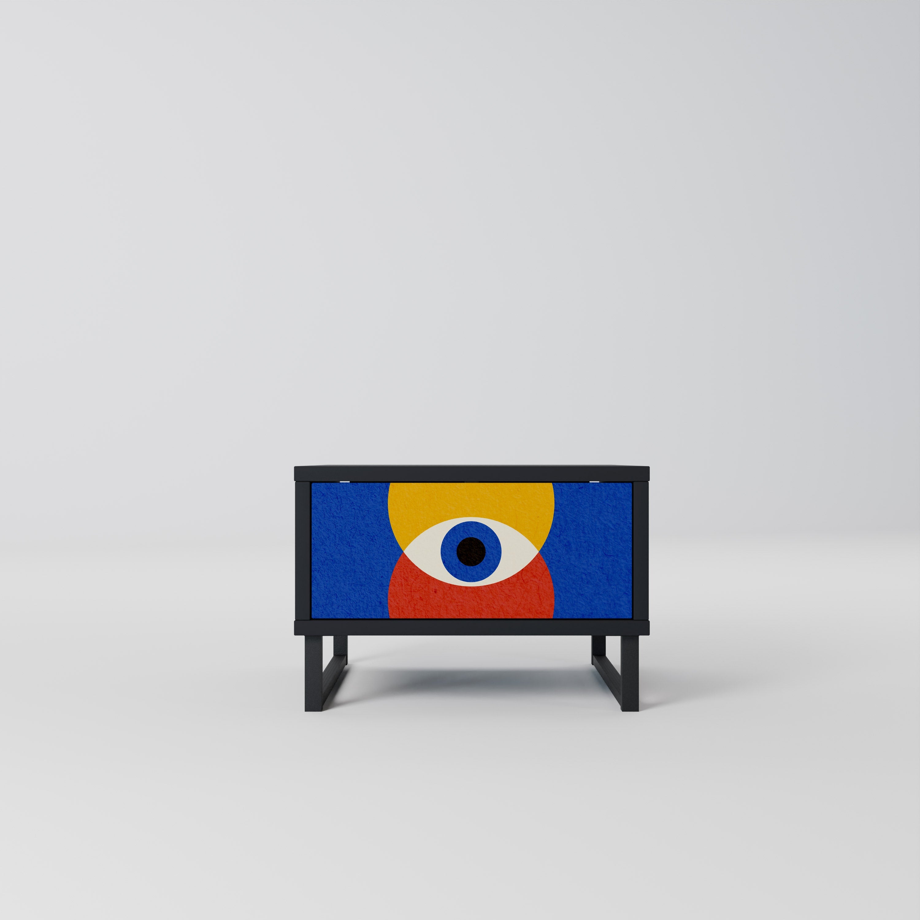 GEOMETRIC EYES Mesa de Cabeceira em Acabamento Preto