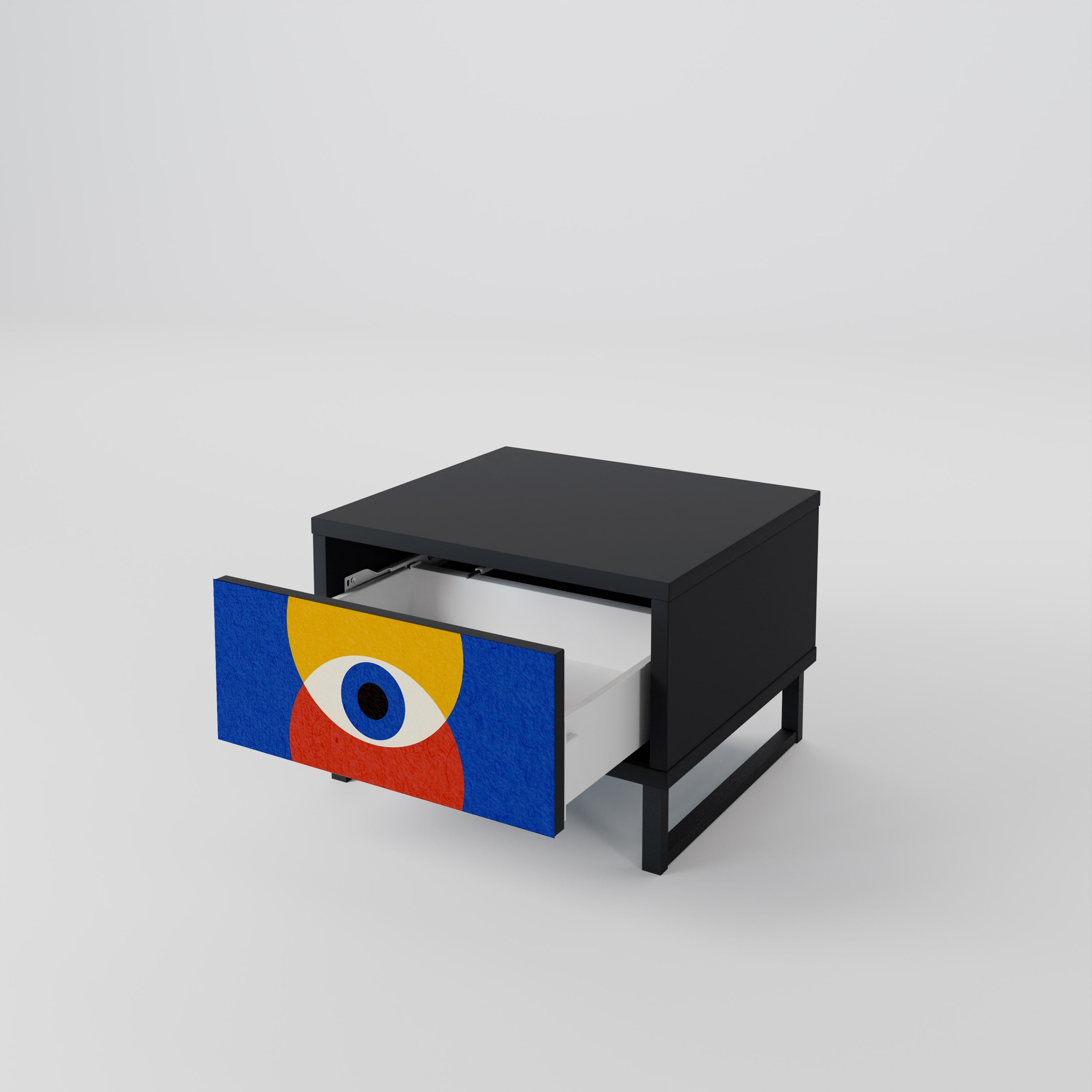 GEOMETRIC EYES Mesa de Cabeceira em Acabamento Preto