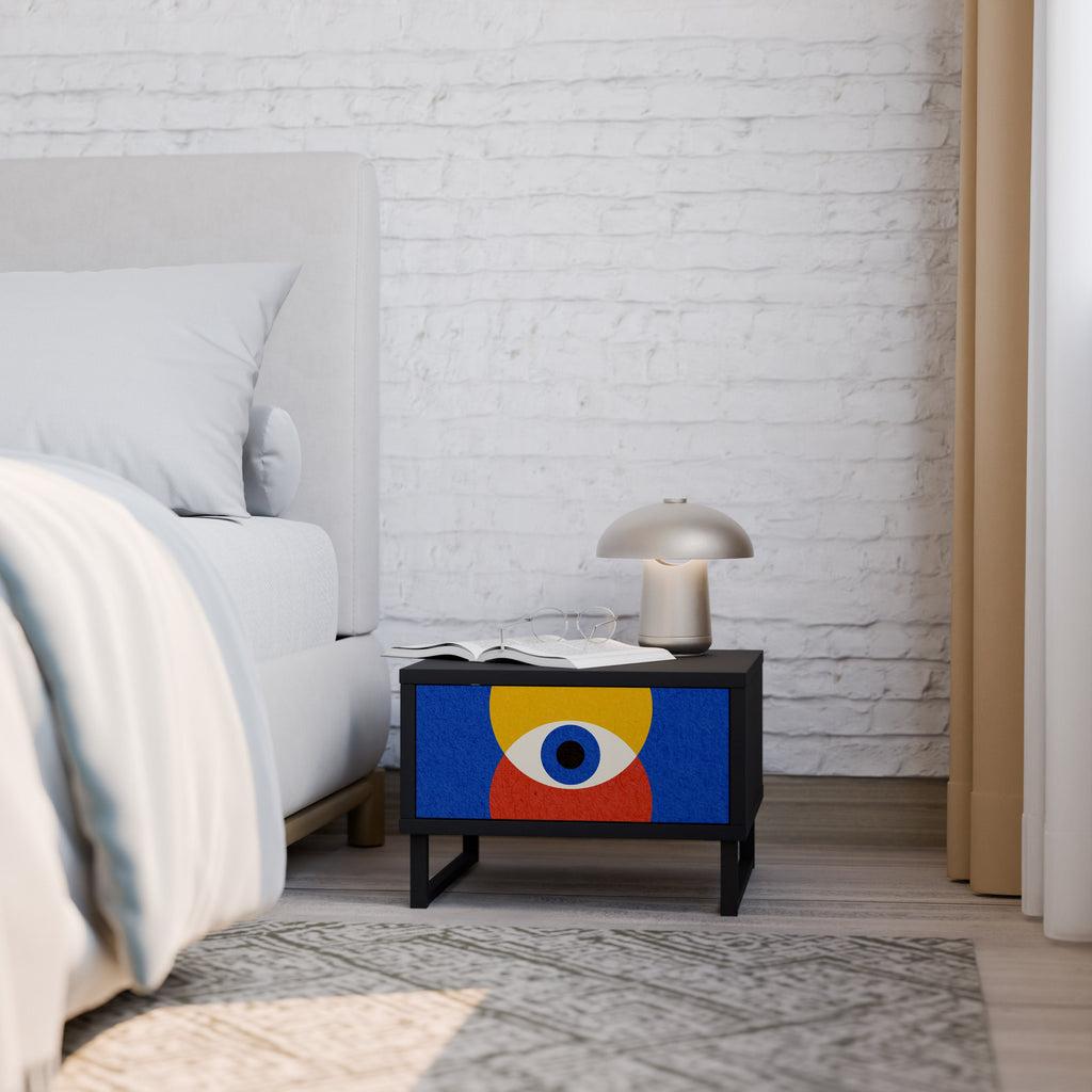GEOMETRIC EYES Mesa de Cabeceira em Acabamento Preto
