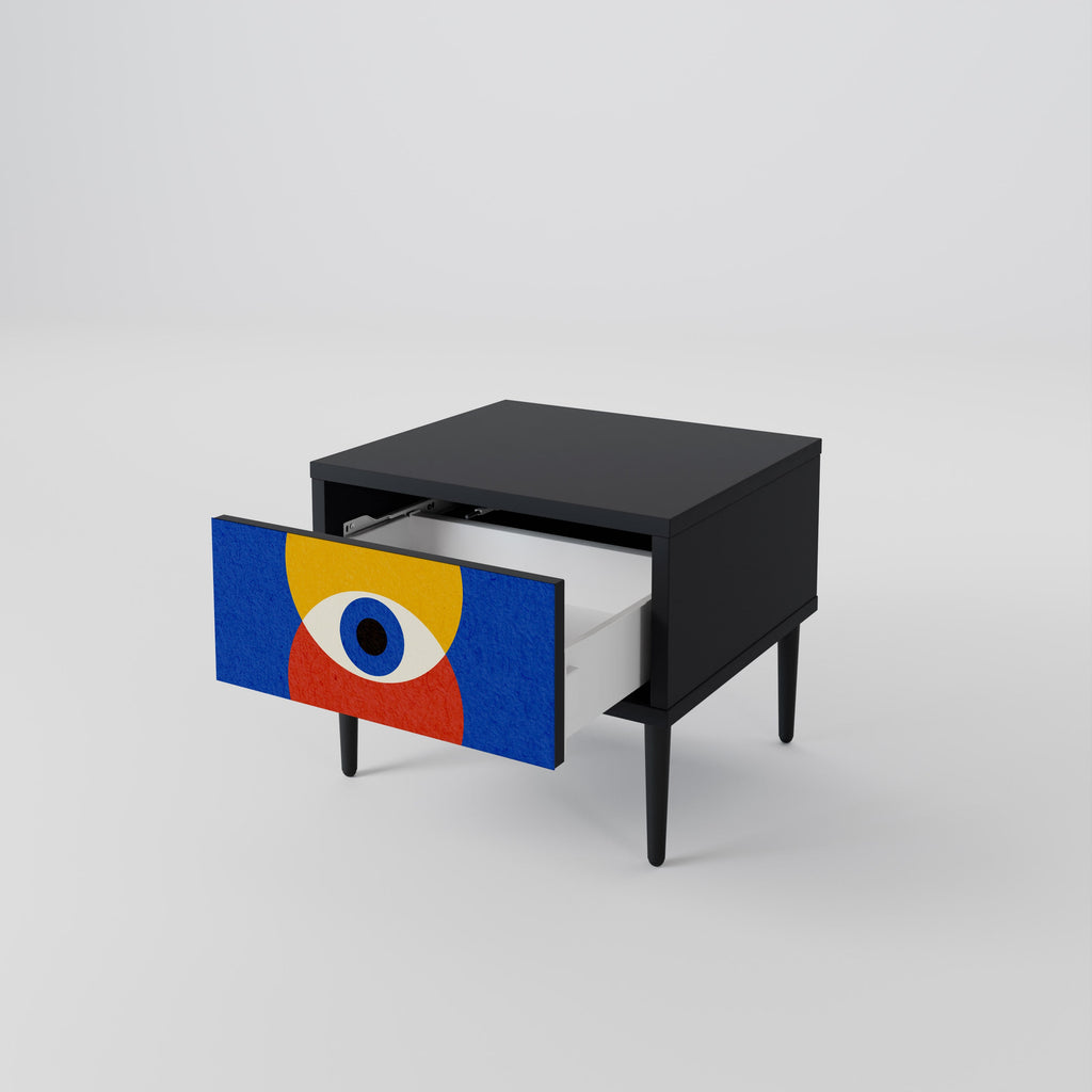 GEOMETRIC EYES Mesa de Cabeceira em Acabamento Preto