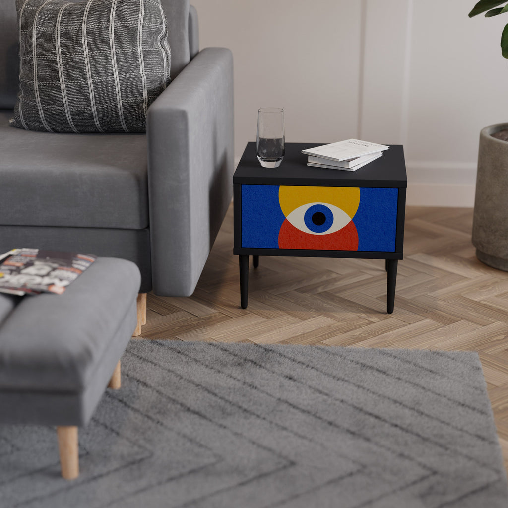 GEOMETRIC EYES Mesa de Cabeceira em Acabamento Preto