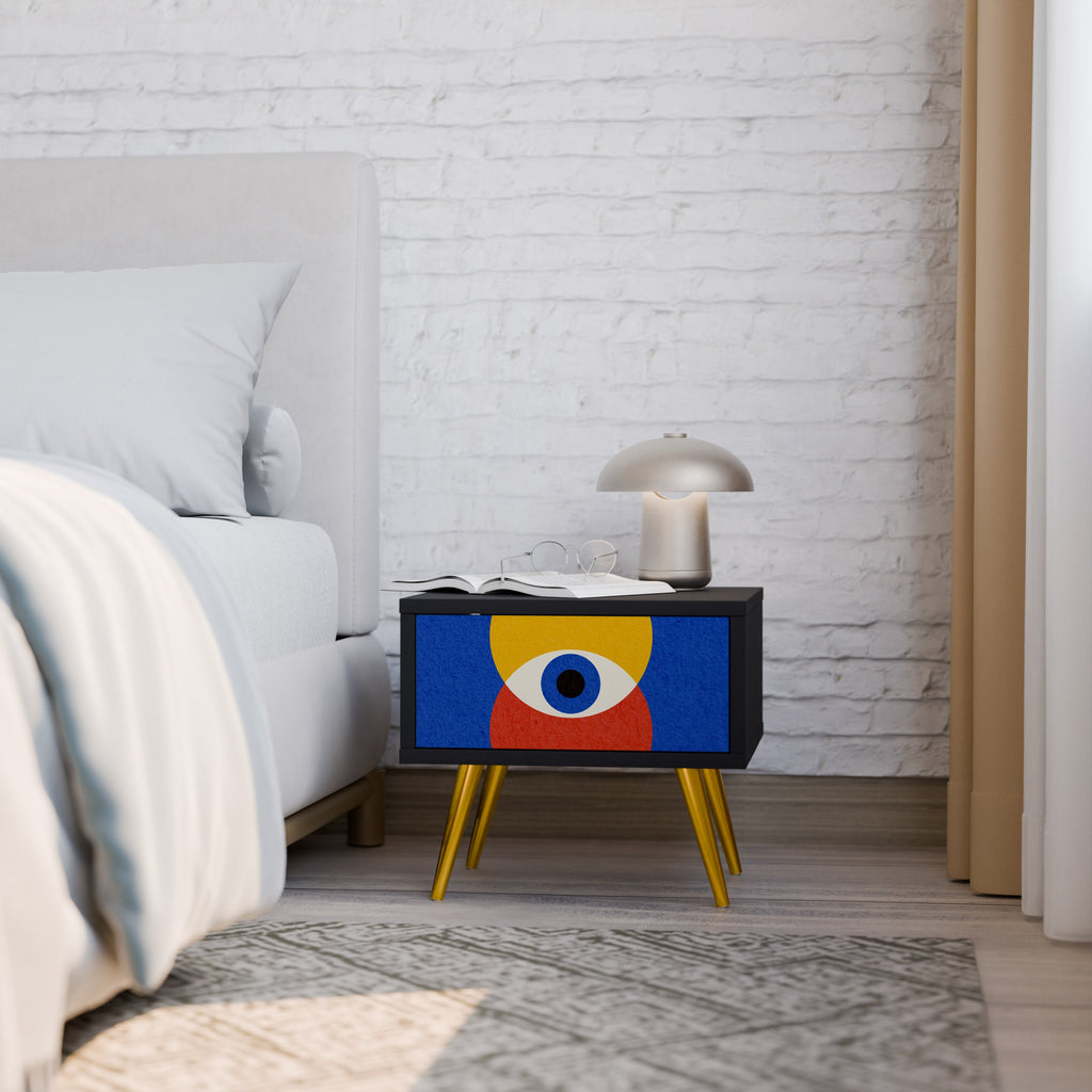 GEOMETRIC EYES Mesa de Cabeceira em Acabamento Preto