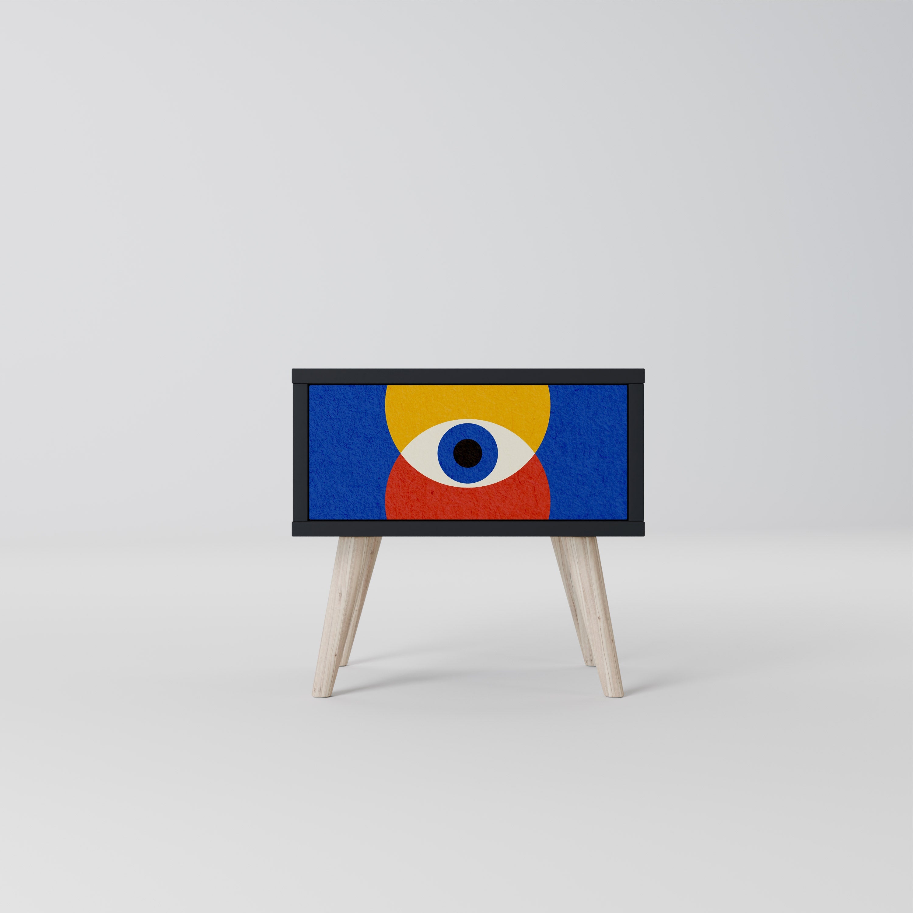 GEOMETRIC EYES Mesa de Cabeceira em Acabamento Preto