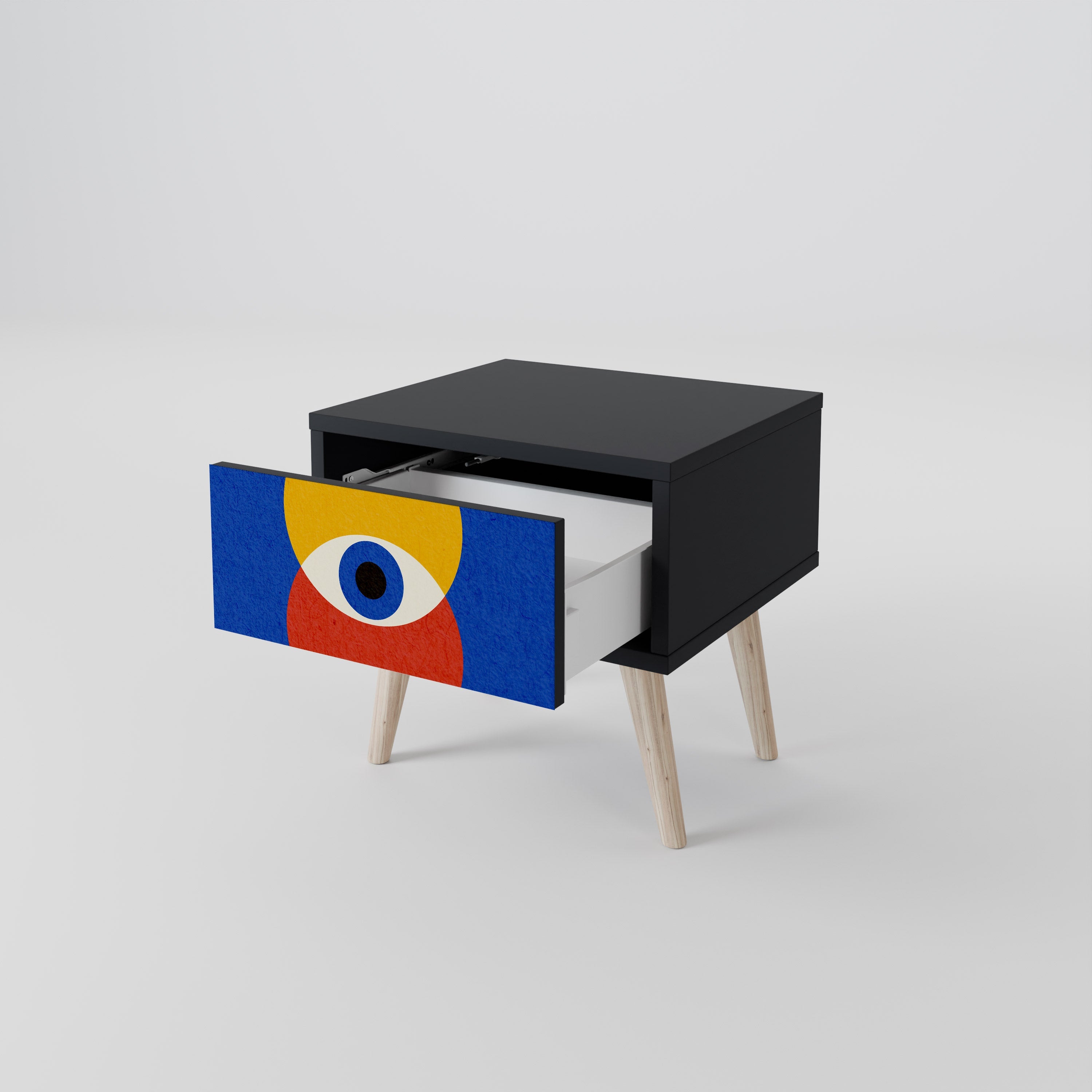 GEOMETRIC EYES Mesa de Cabeceira em Acabamento Preto