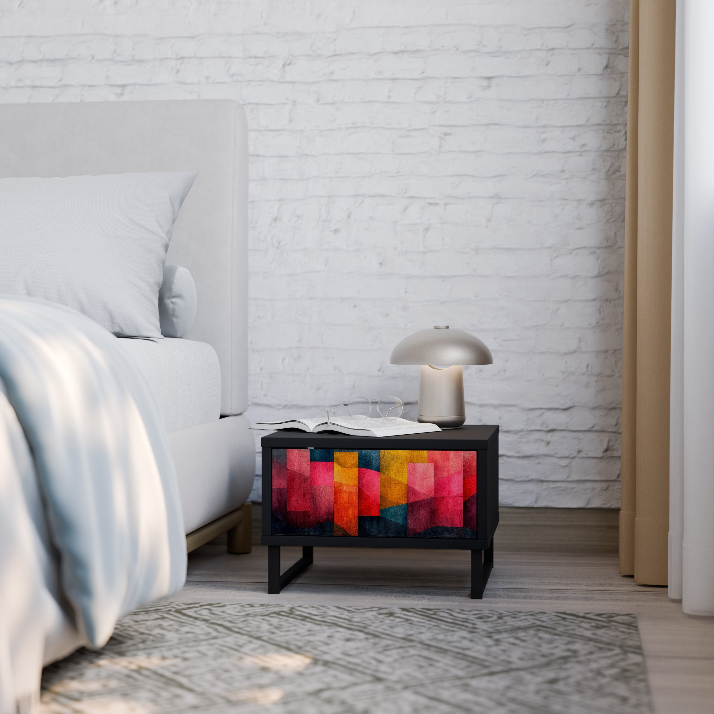COLORFUL SOUNDS Mesa de Cabeceira em Acabamento Preto