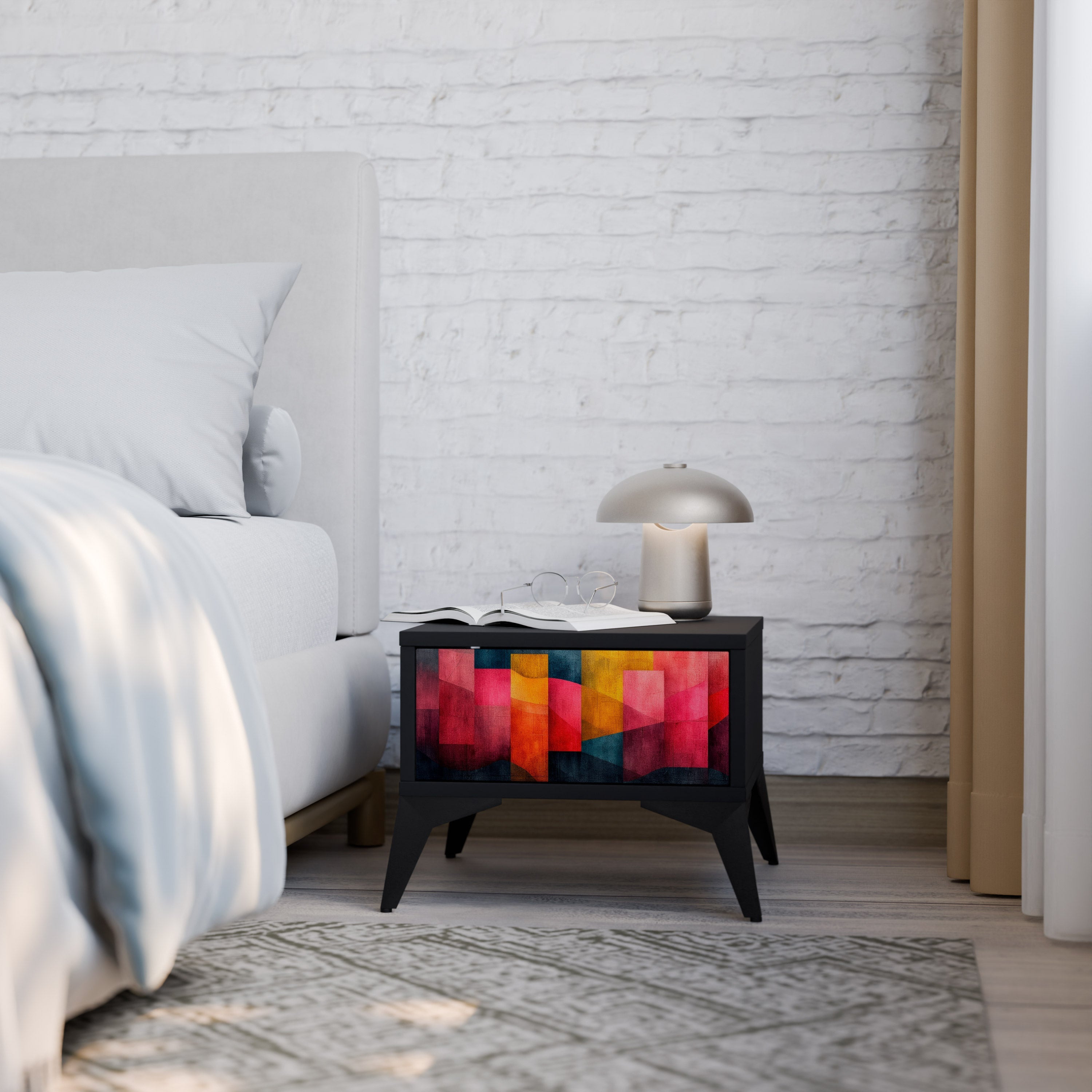 COLORFUL SOUNDS Mesa de Cabeceira em Acabamento Preto