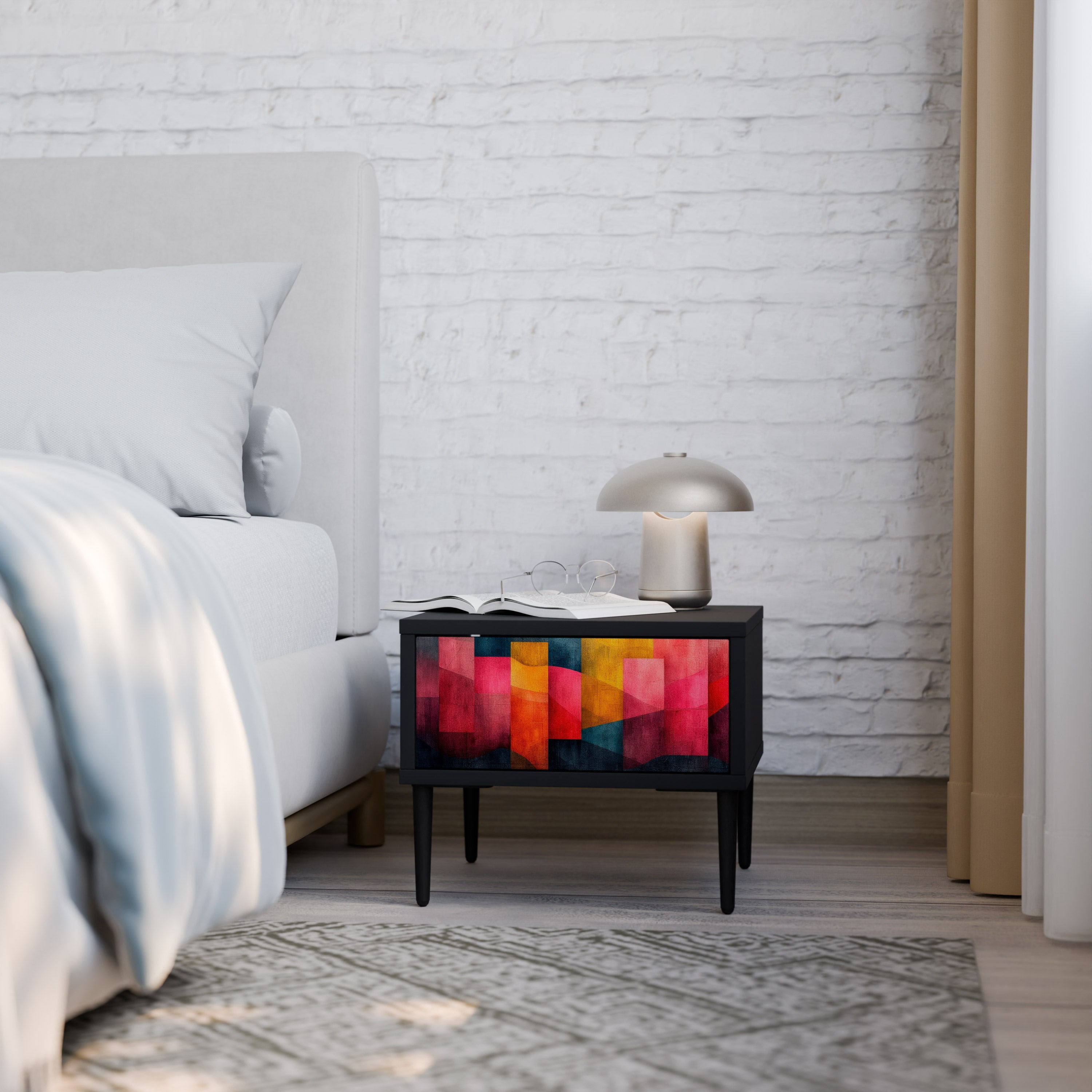 COLORFUL SOUNDS Mesa de Cabeceira em Acabamento Preto