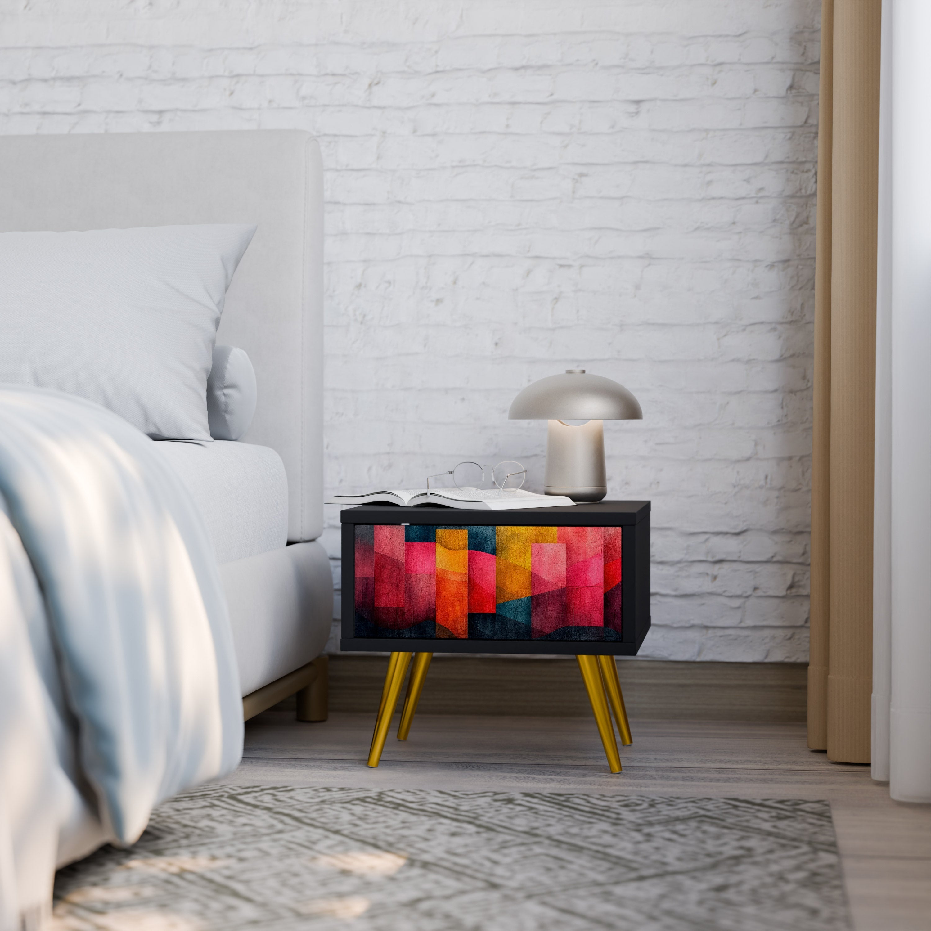 COLORFUL SOUNDS Mesa de Cabeceira em Acabamento Preto