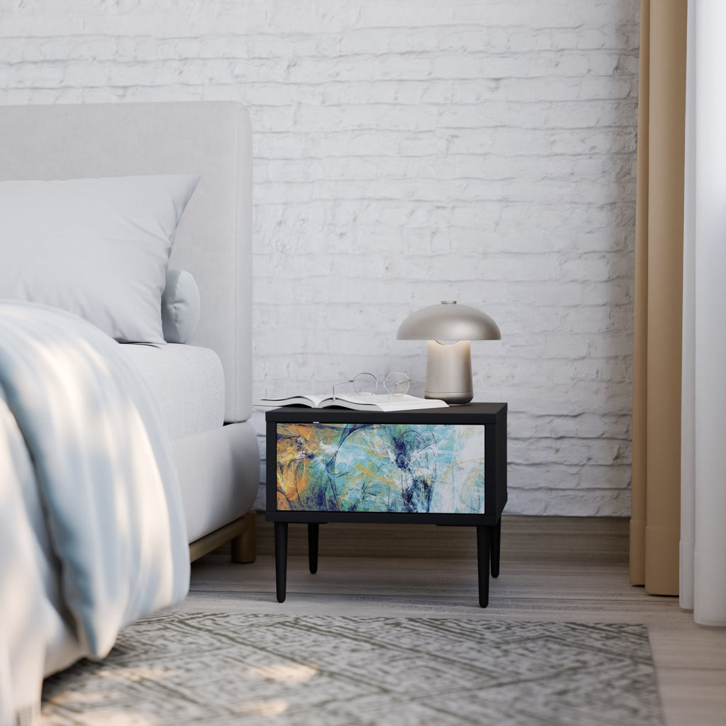 ABSTRACT THOUGHTS Nightstand in Black Finish