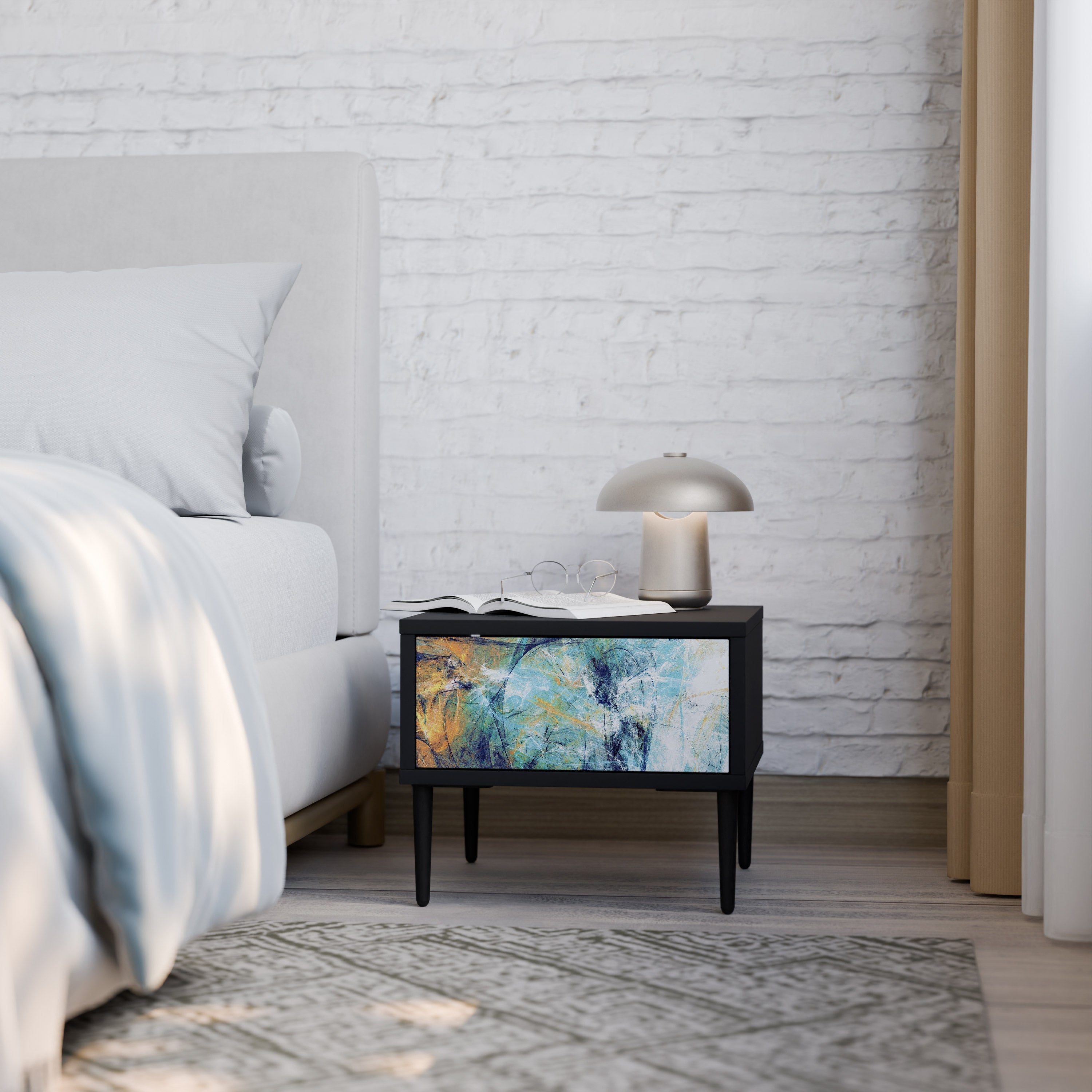 ABSTRACT THOUGHTS Nightstand in Black Finish