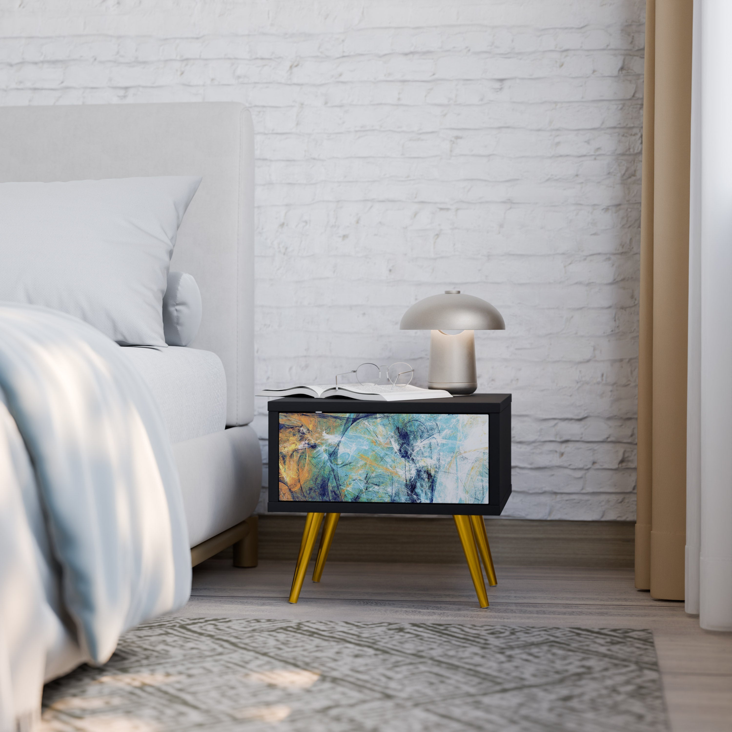 ABSTRACT THOUGHTS Nightstand in Black Finish