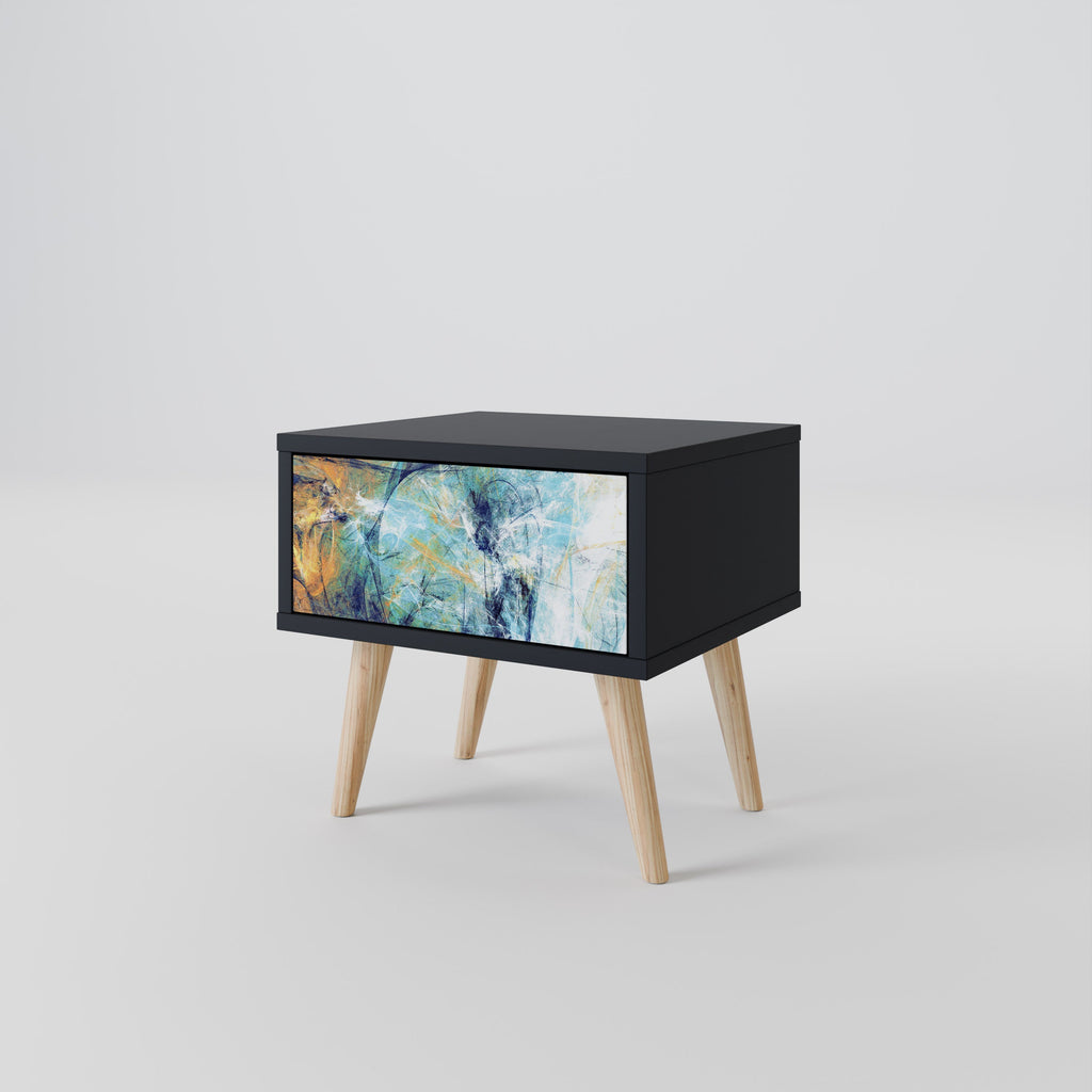 ABSTRACT THOUGHTS Nightstand in Black Finish