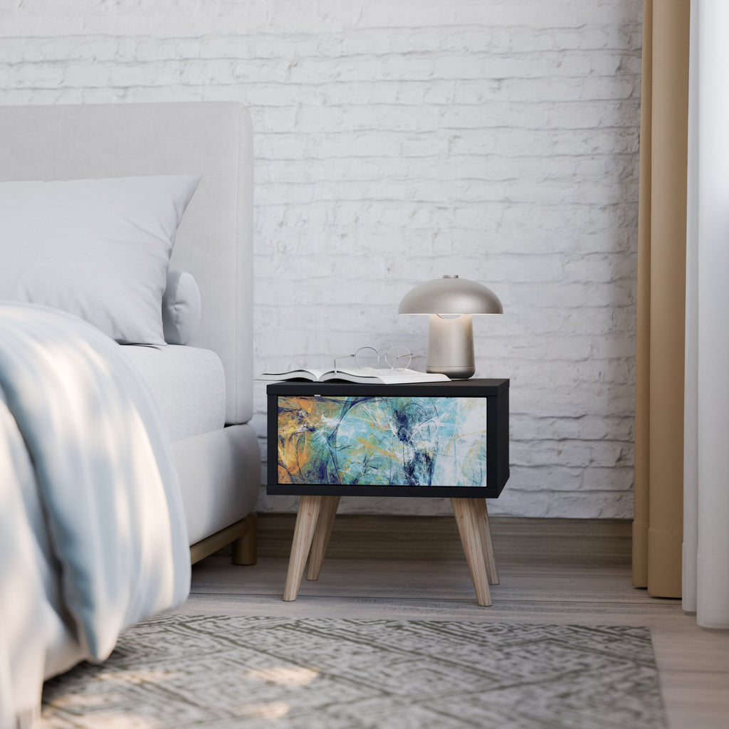 ABSTRACT THOUGHTS Nightstand in Black Finish