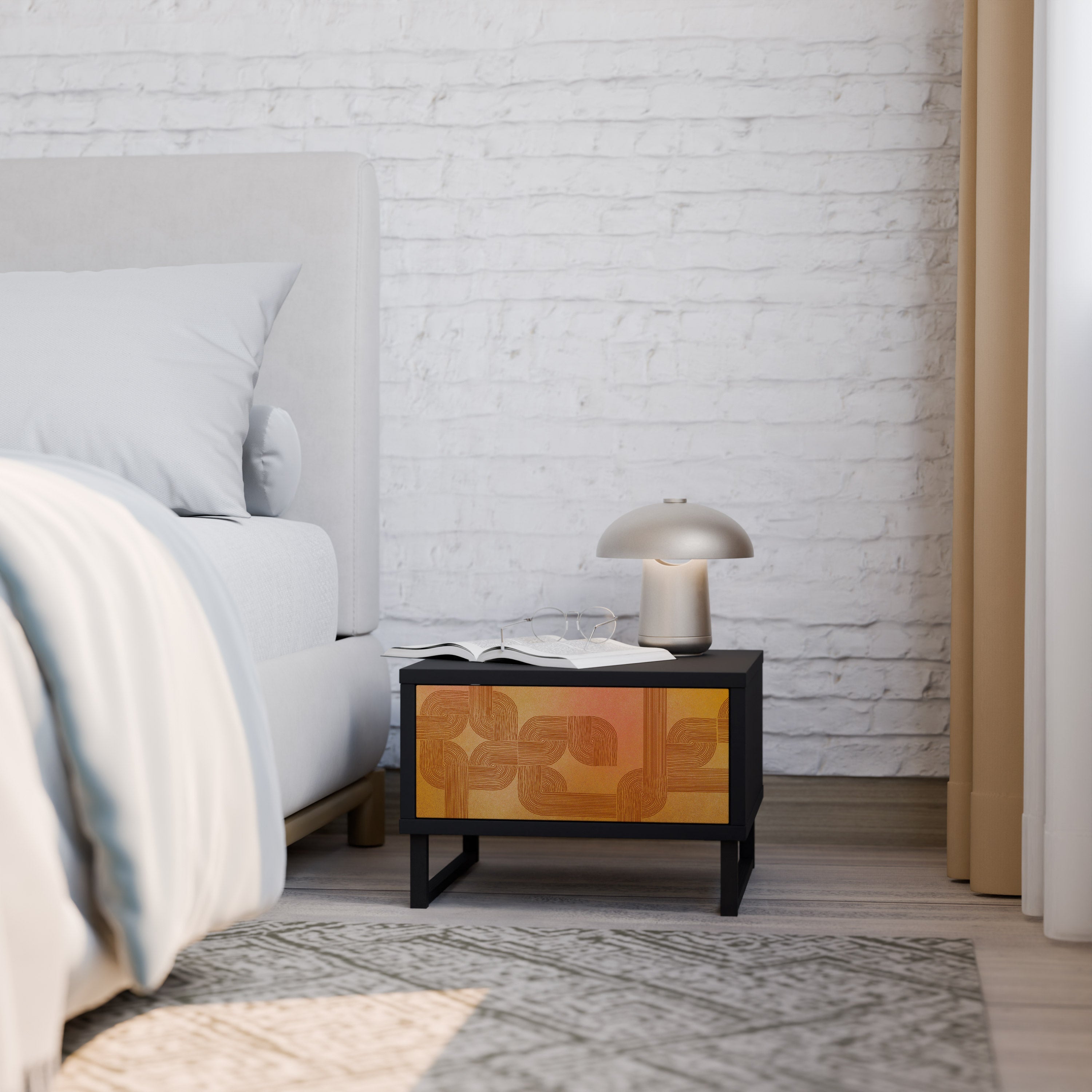 STRENGTHENING RELATION Mesa de Cabeceira em Acabamento Preto