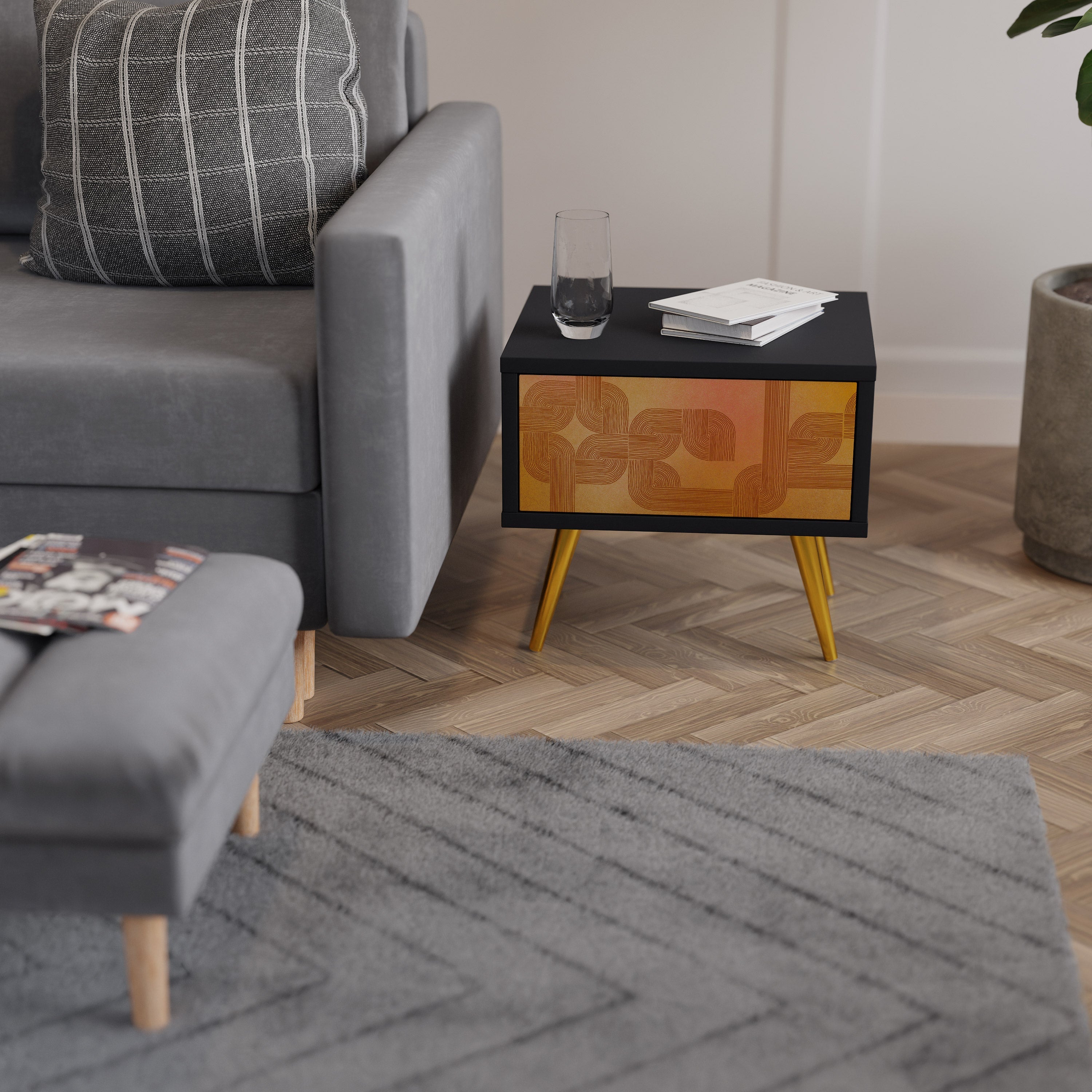 STRENGTHENING RELATION Nightstand in Black Finish