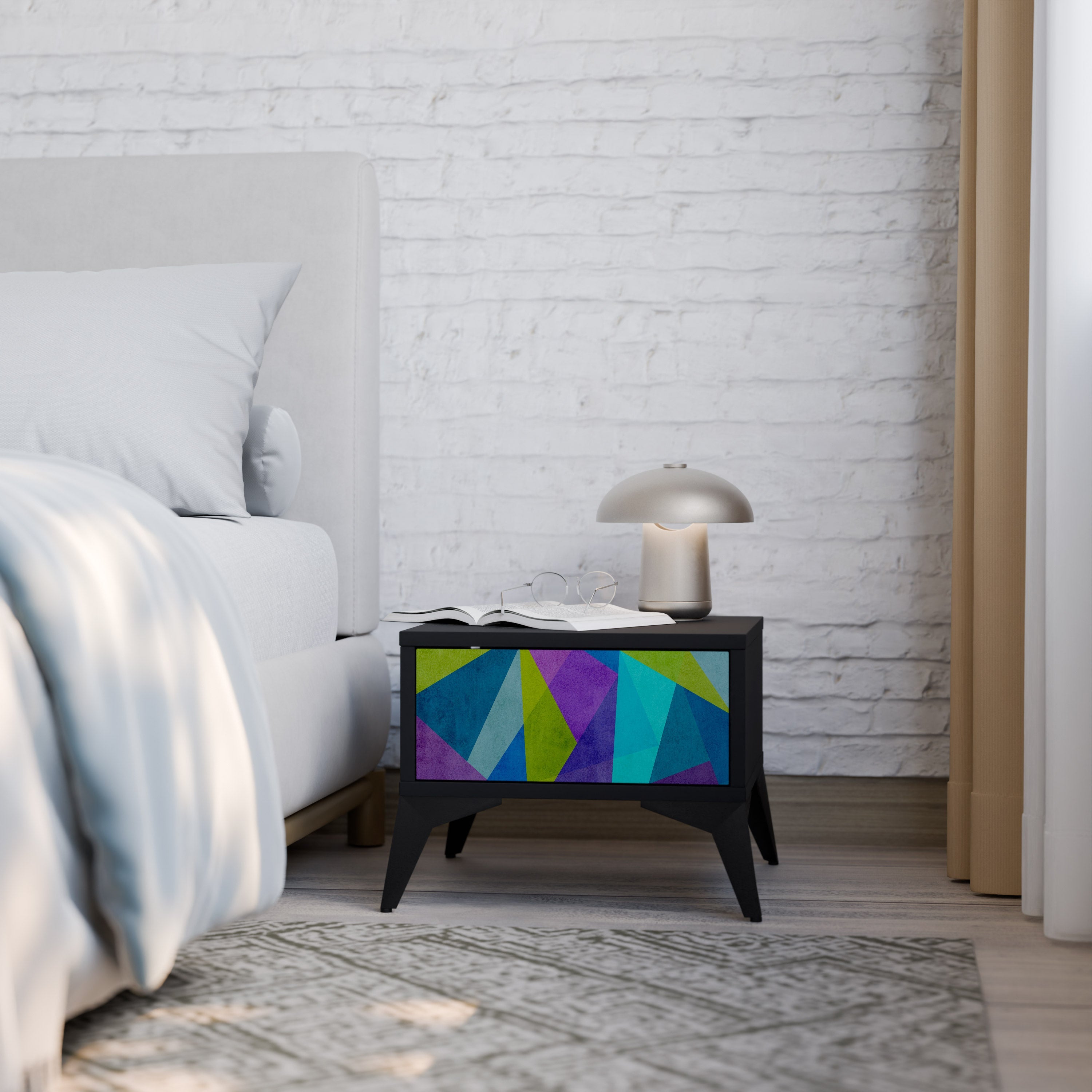 COLD SHOWCASE Nightstand in Black Finish