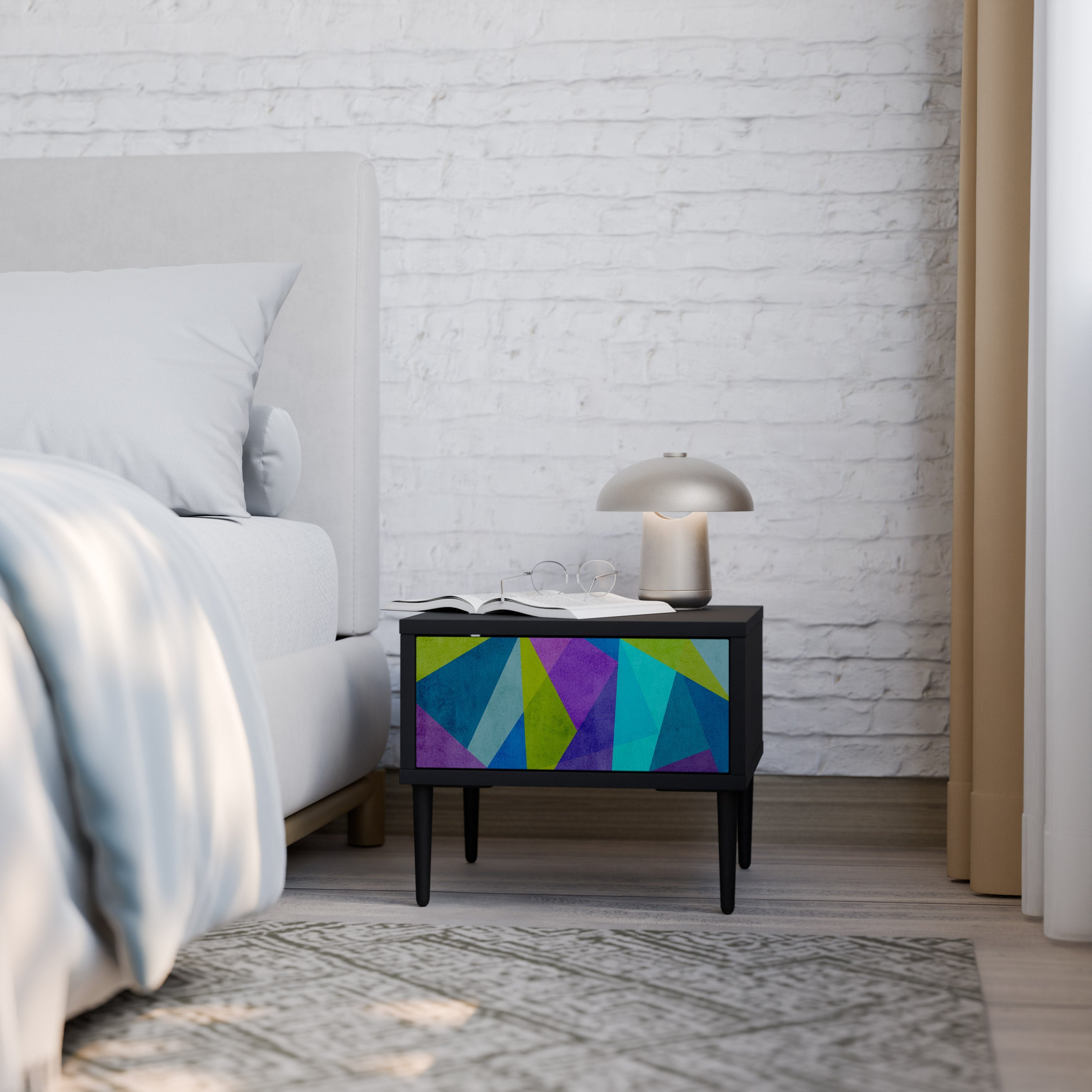 COLD SHOWCASE Nightstand in Black Finish