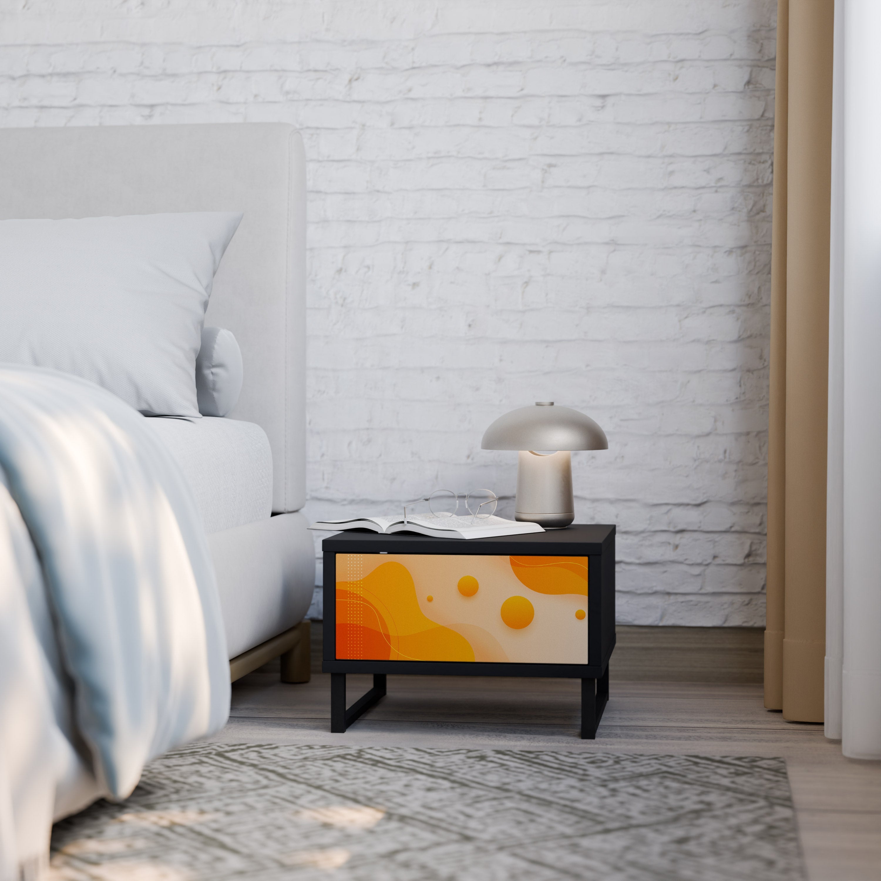 ORANGE ARRANGEMENT Mesa de Cabeceira em Acabamento Preto