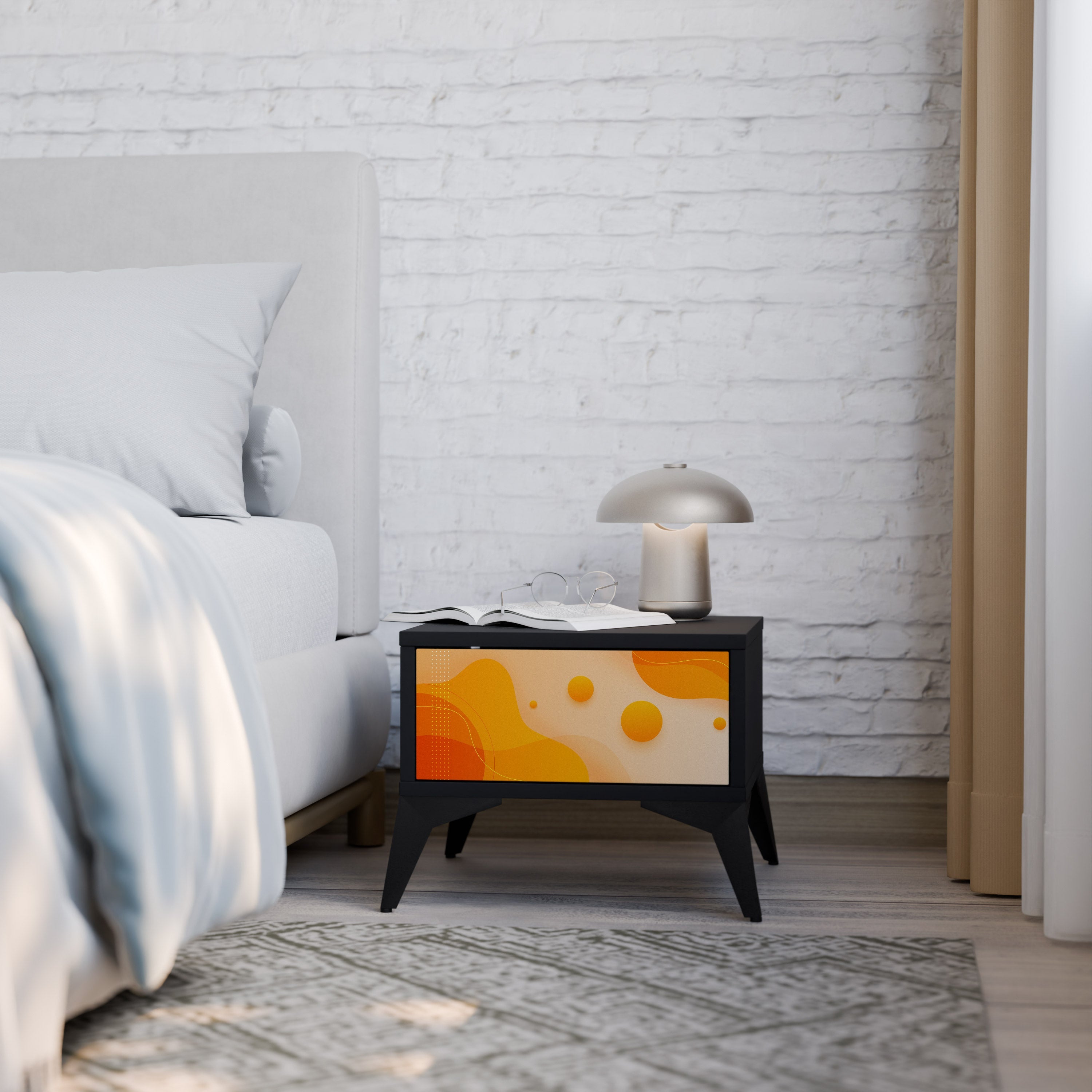 ORANGE ARRANGEMENT Mesa de Cabeceira em Acabamento Preto