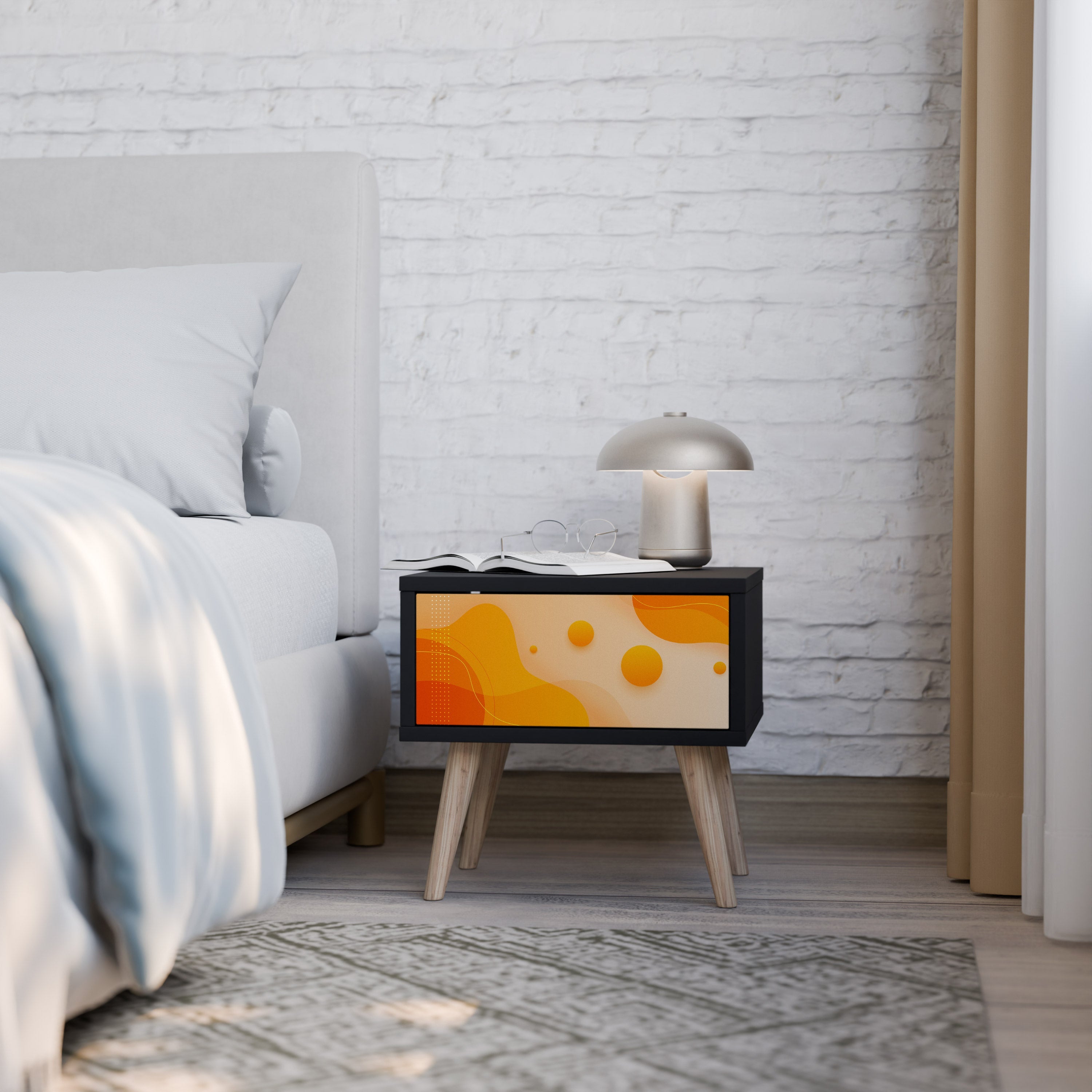 ORANGE ARRANGEMENT Mesa de Cabeceira em Acabamento Preto