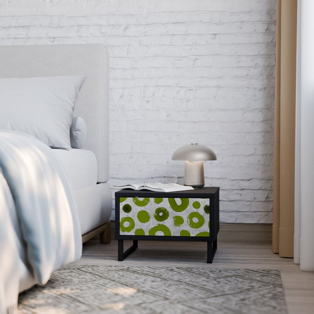 GREEN RHAPSODY Nightstand in Black Finish