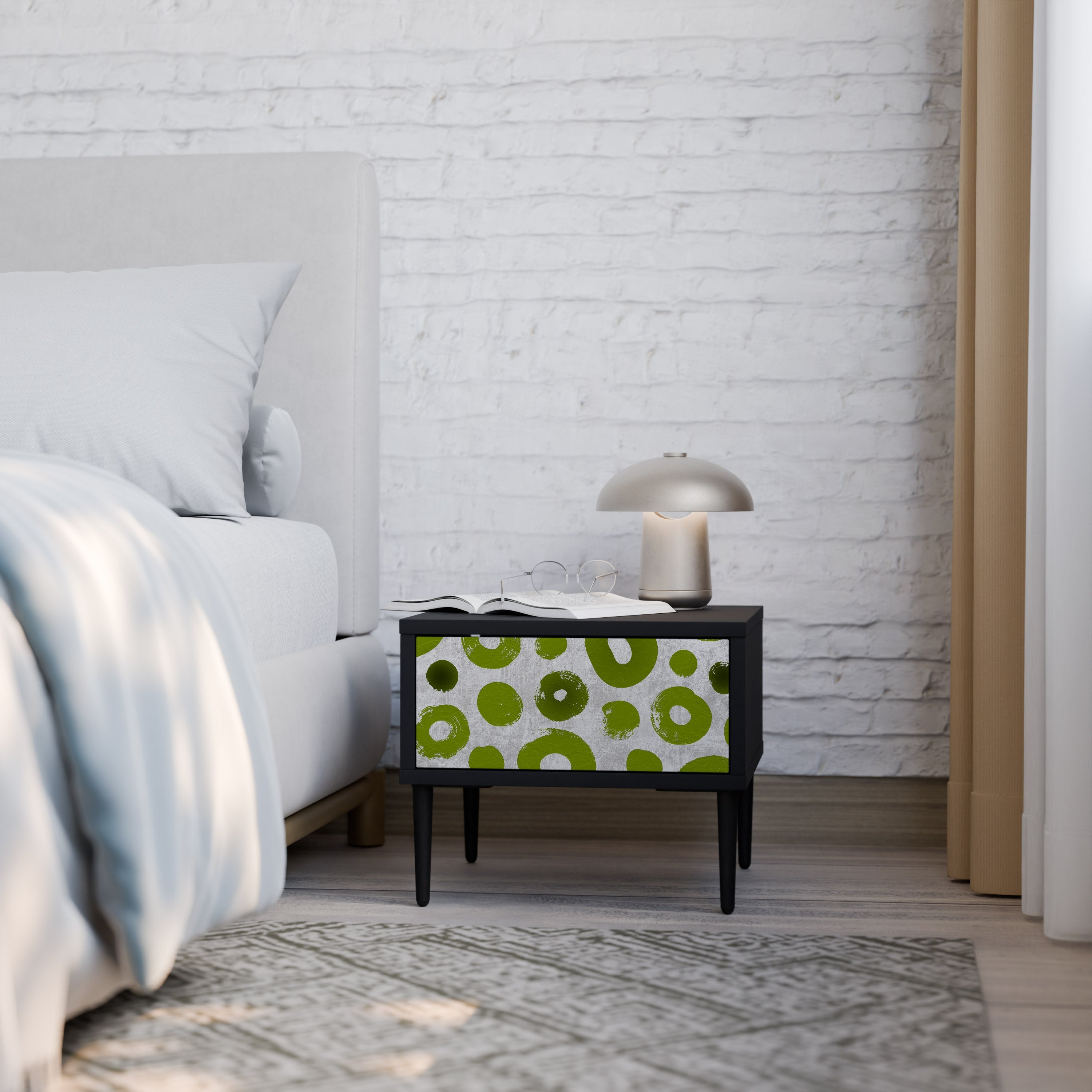 GREEN RHAPSODY Nightstand in Black Finish