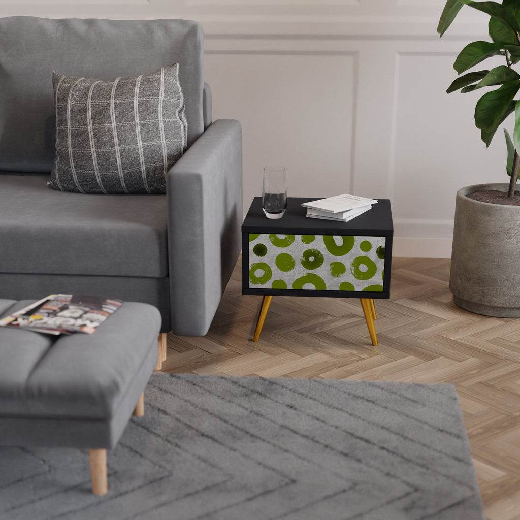 GREEN RHAPSODY Nightstand in Black Finish