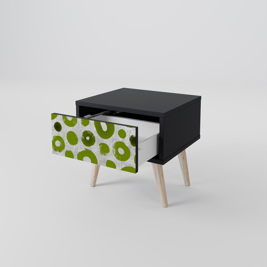 GREEN RHAPSODY Nightstand in Black Finish