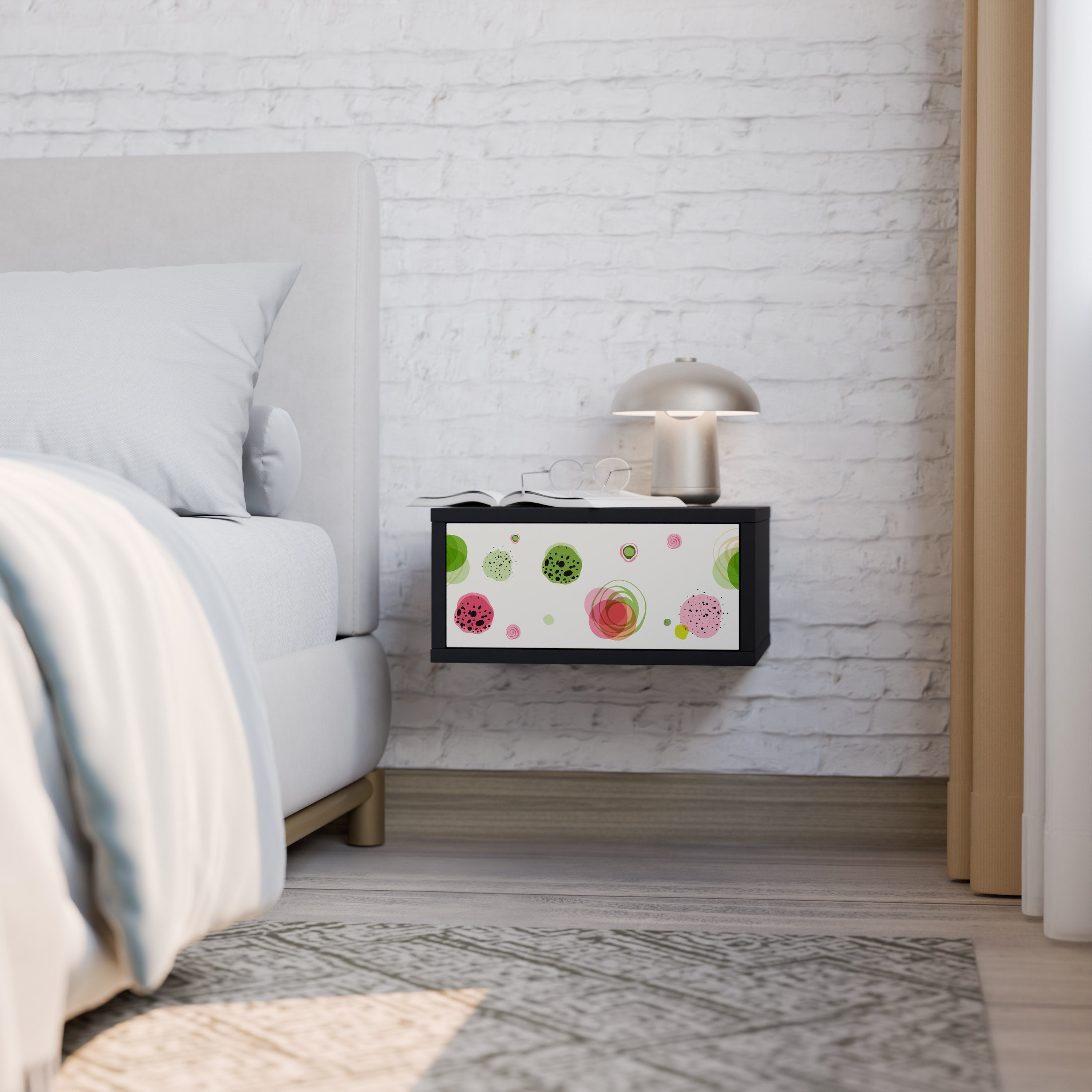 COLORFUL COSMOS Nightstand in Black Finish