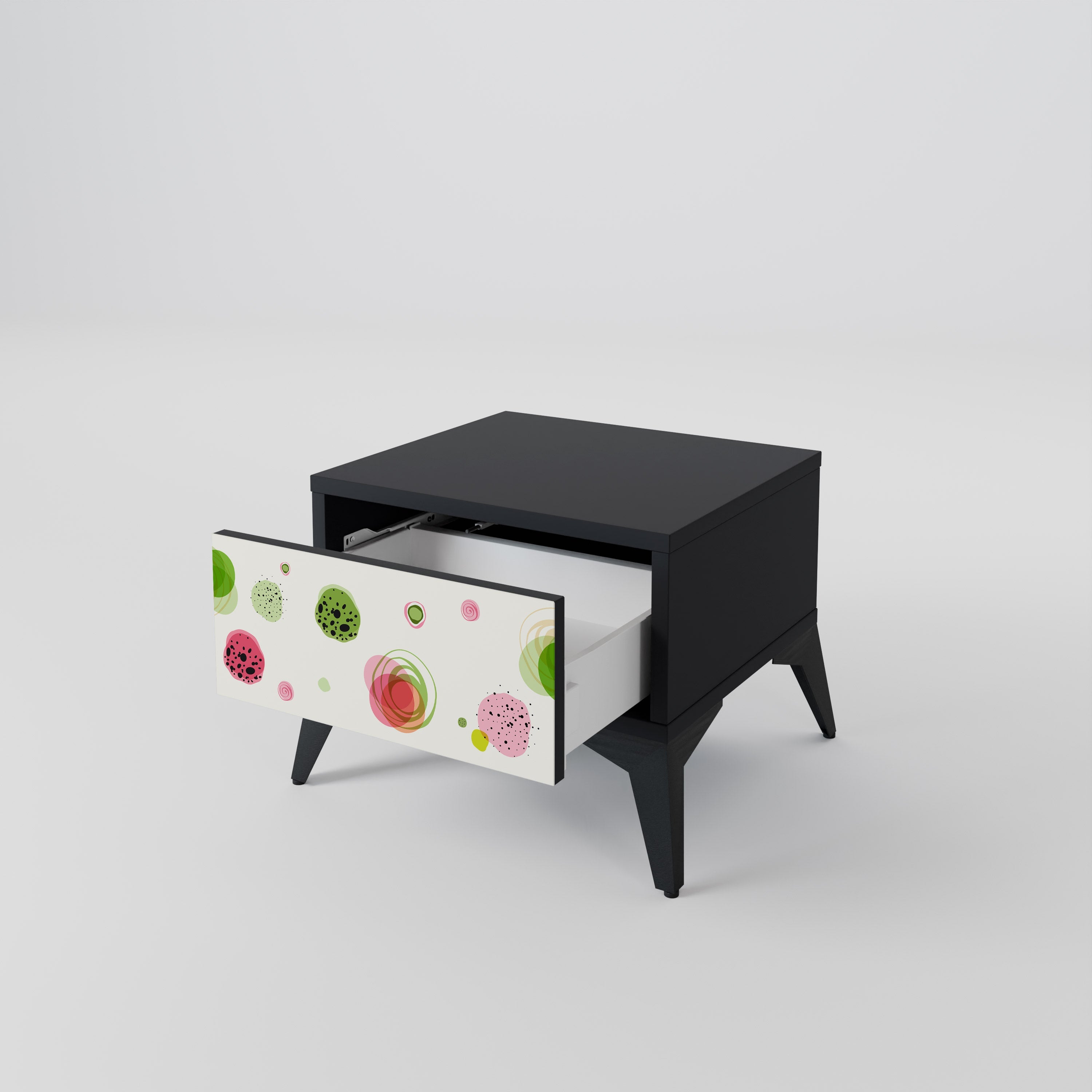 COLORFUL COSMOS Nightstand in Black Finish