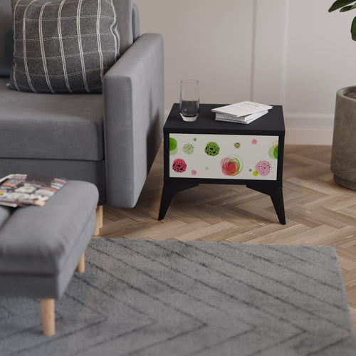 COLORFUL COSMOS Nightstand in Black Finish
