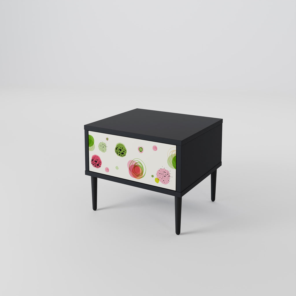 COLORFUL COSMOS Nightstand in Black Finish