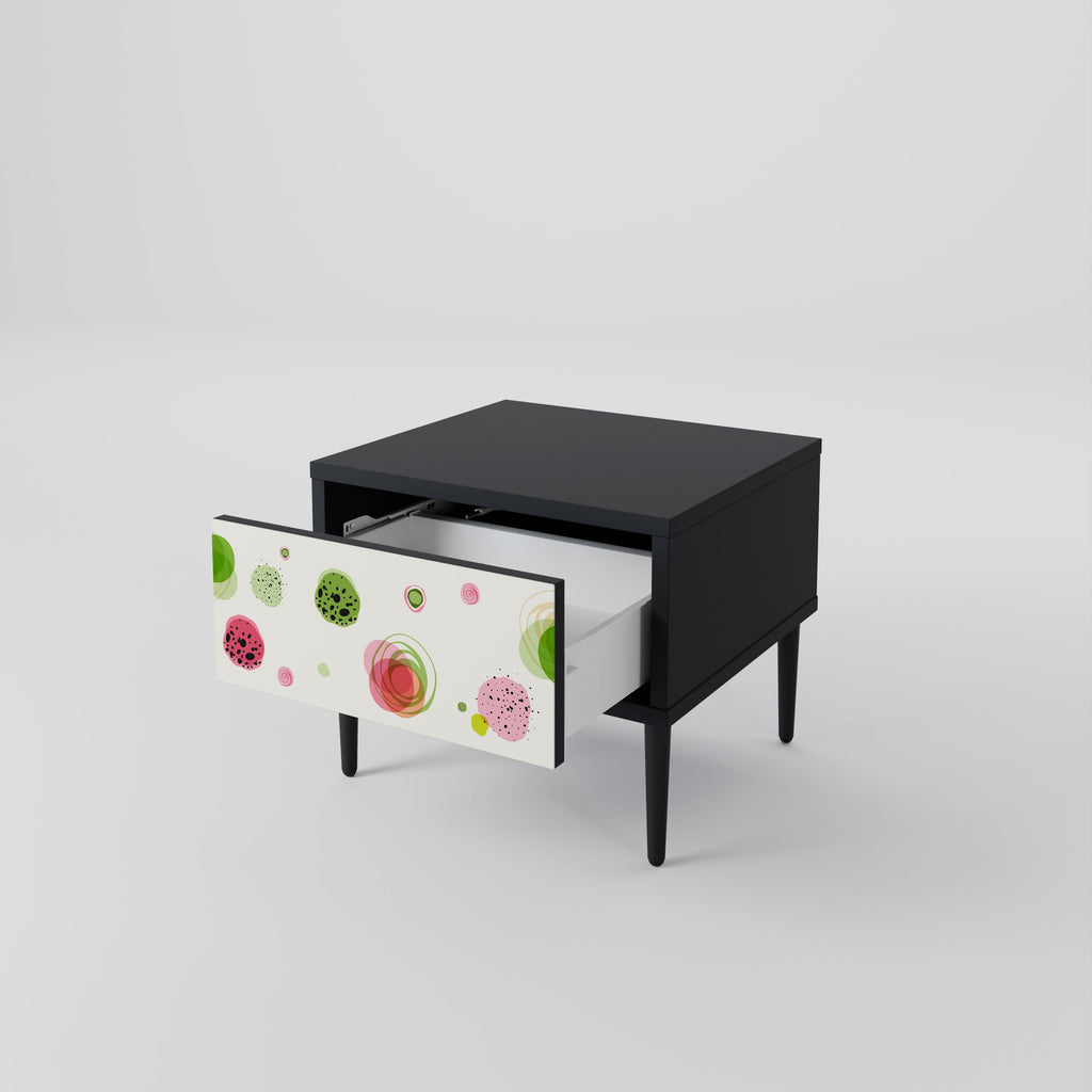 COLORFUL COSMOS Nightstand in Black Finish