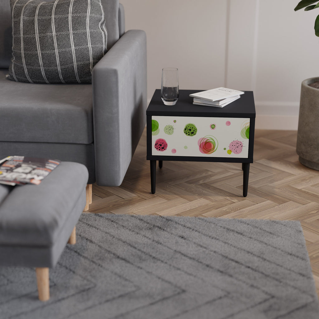 COLORFUL COSMOS Nightstand in Black Finish