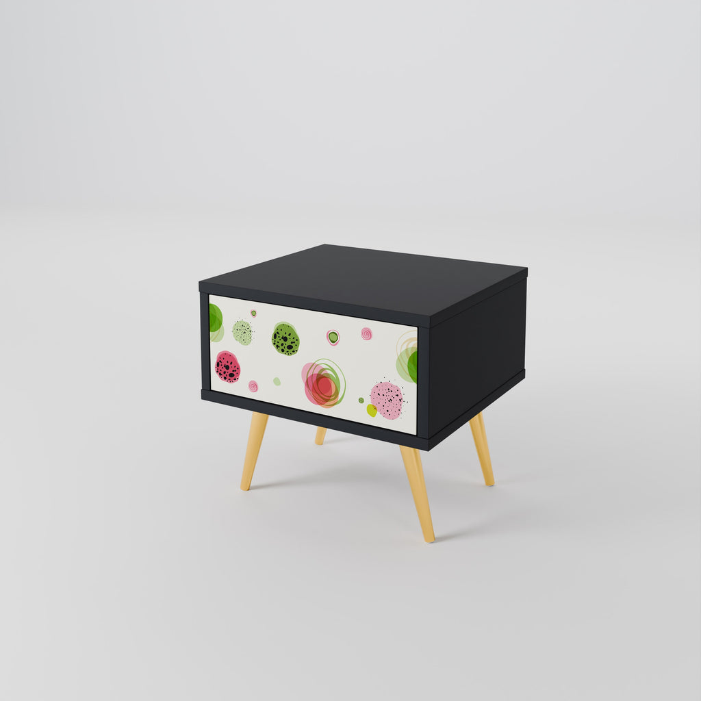 COLORFUL COSMOS Nightstand in Black Finish