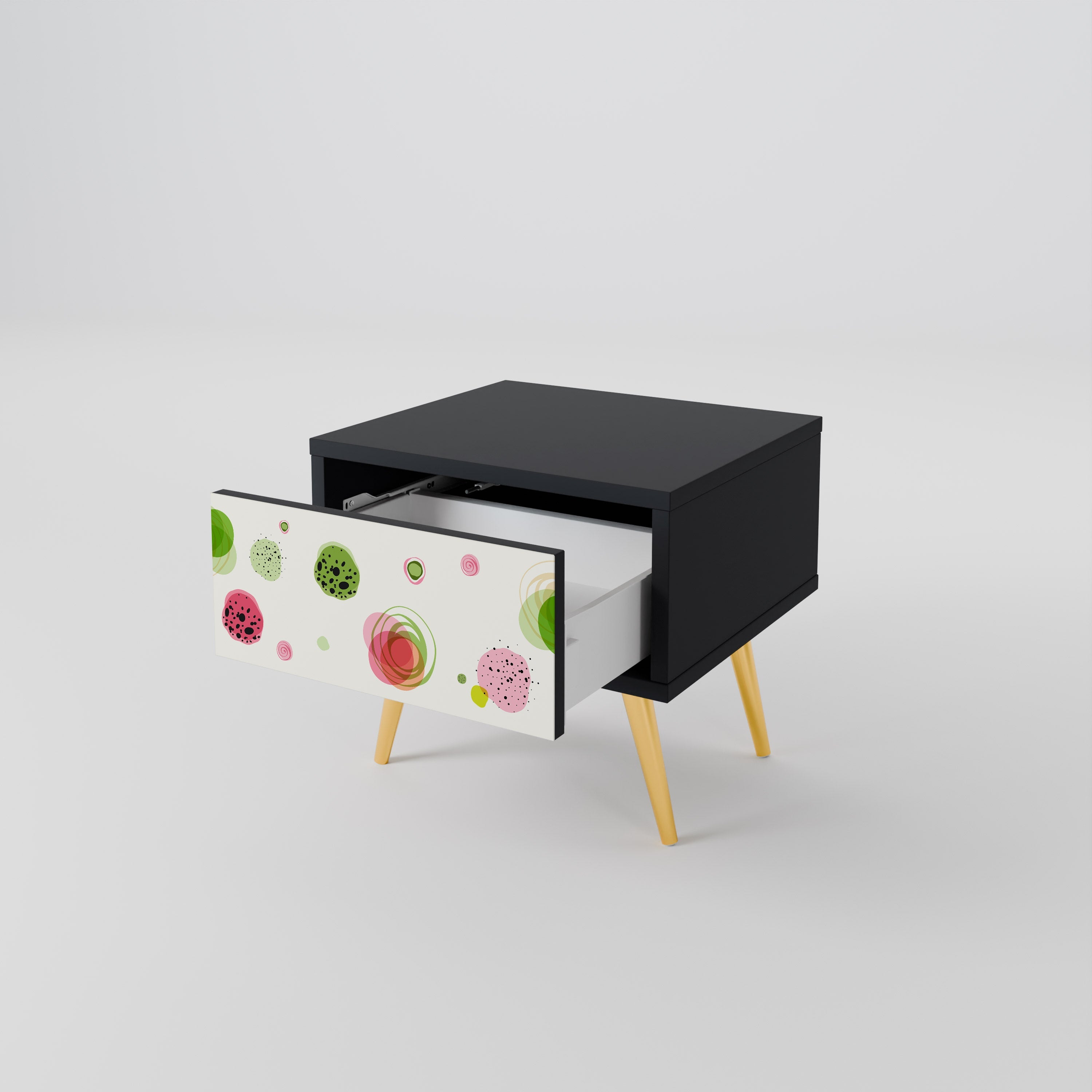 COLORFUL COSMOS Nightstand in Black Finish