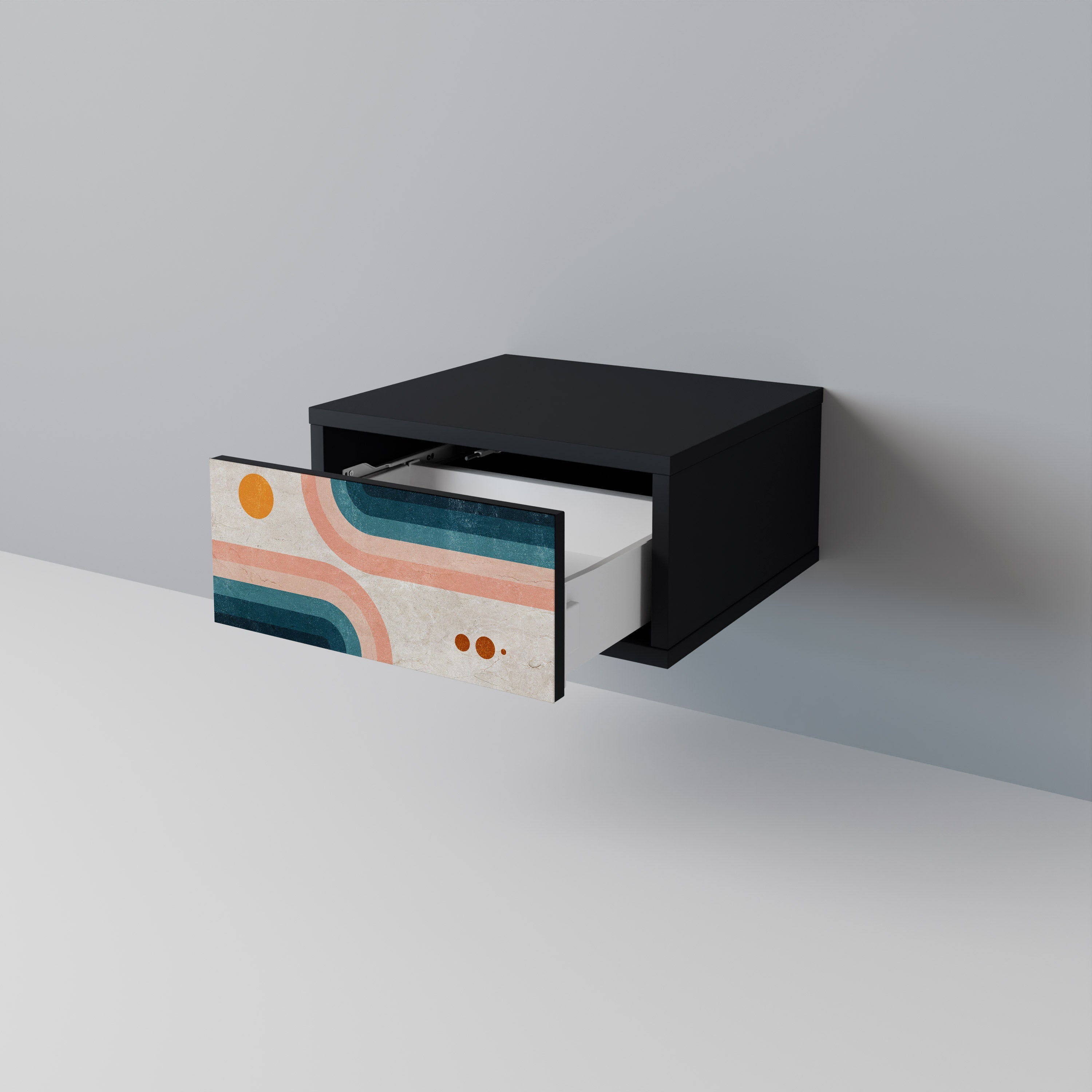 TWO HALVES Mesa de Cabeceira em Acabamento Preto