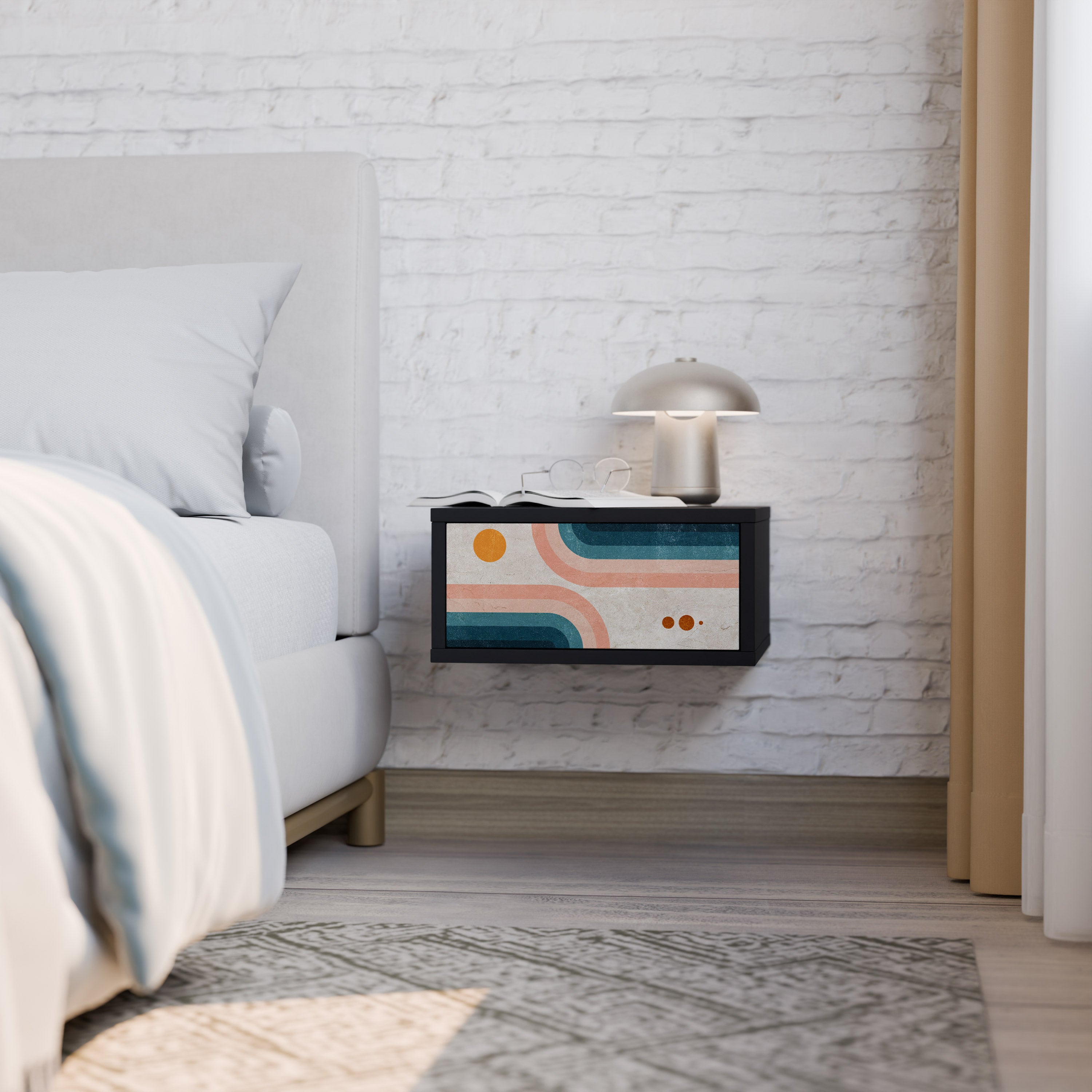 TWO HALVES Mesa de Cabeceira em Acabamento Preto