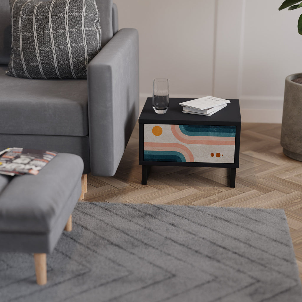 TWO HALVES Mesa de Cabeceira em Acabamento Preto