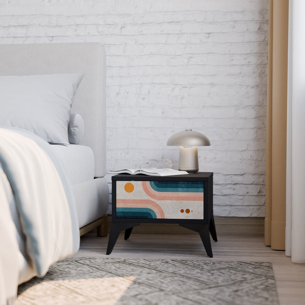 TWO HALVES Mesa de Cabeceira em Acabamento Preto