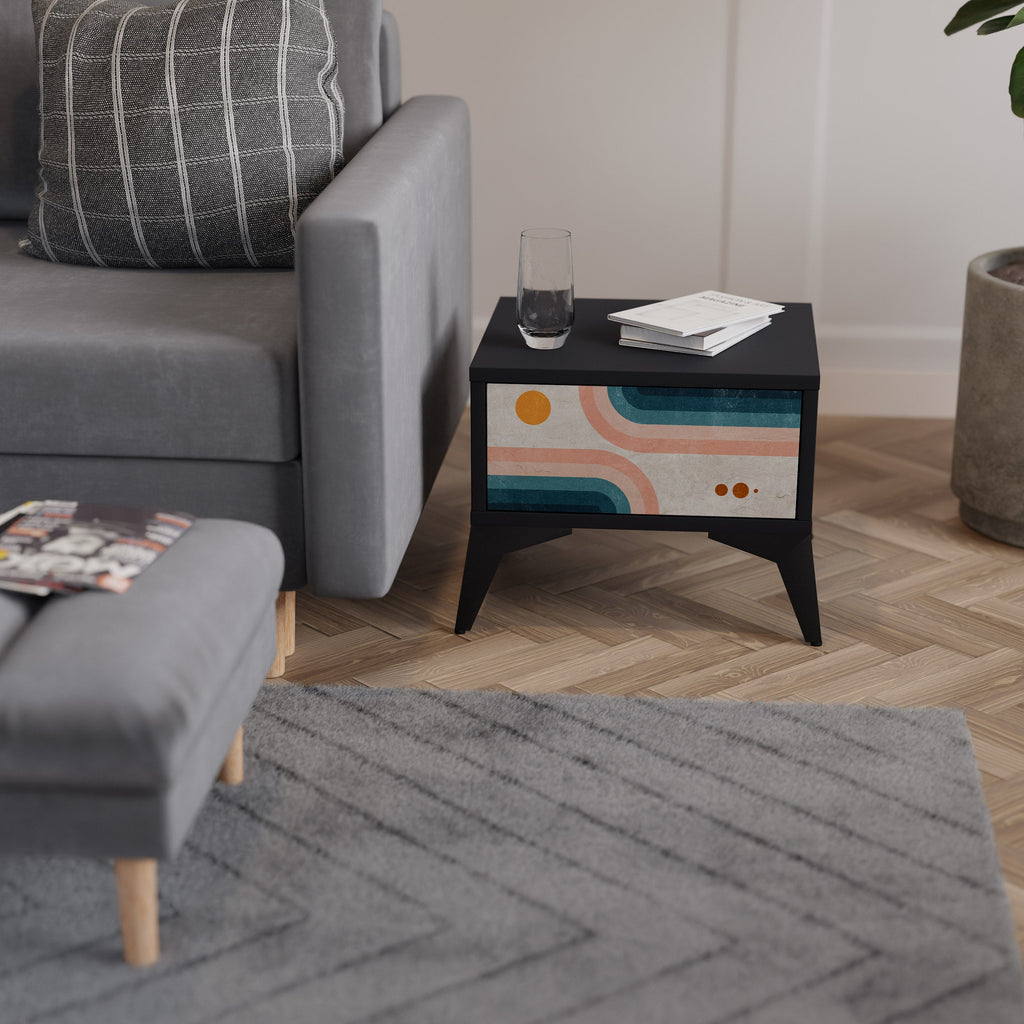 TWO HALVES Mesa de Cabeceira em Acabamento Preto