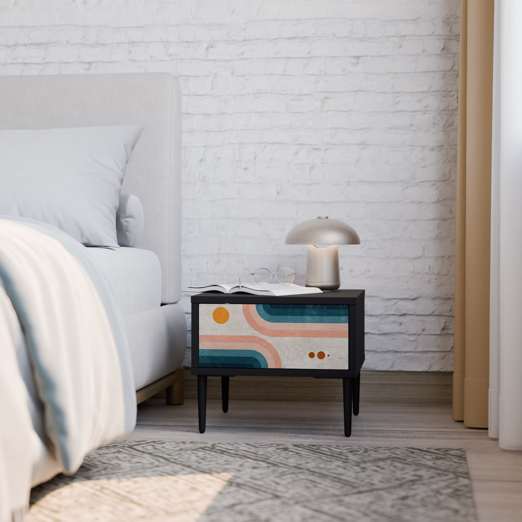 TWO HALVES Mesa de Cabeceira em Acabamento Preto