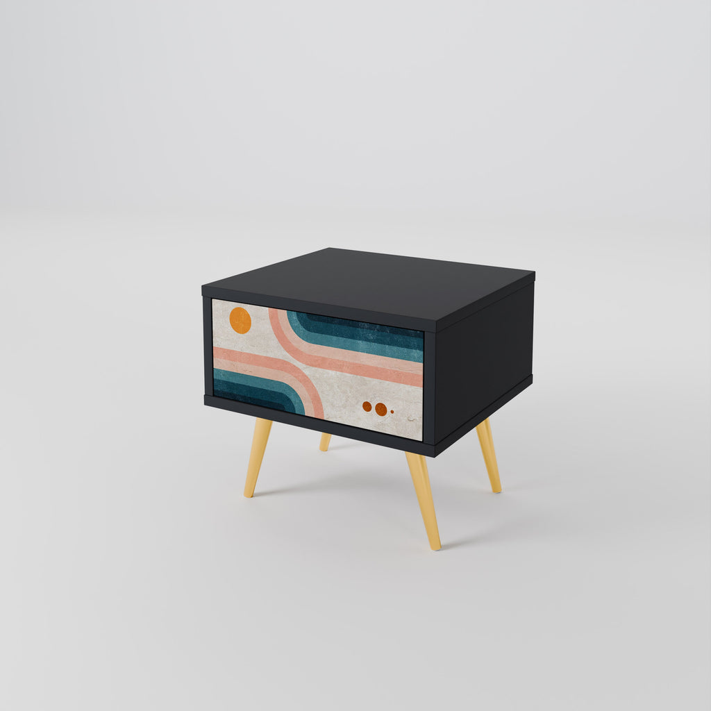 TWO HALVES Mesa de Cabeceira em Acabamento Preto