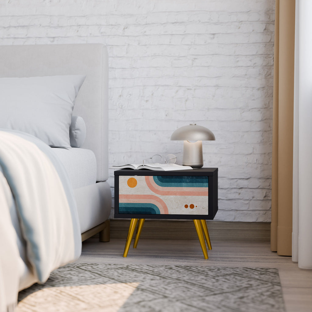 TWO HALVES Mesa de Cabeceira em Acabamento Preto