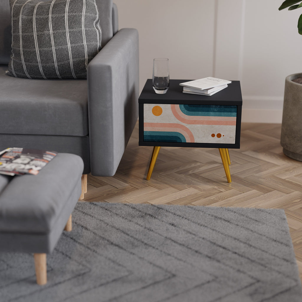 TWO HALVES Mesa de Cabeceira em Acabamento Preto