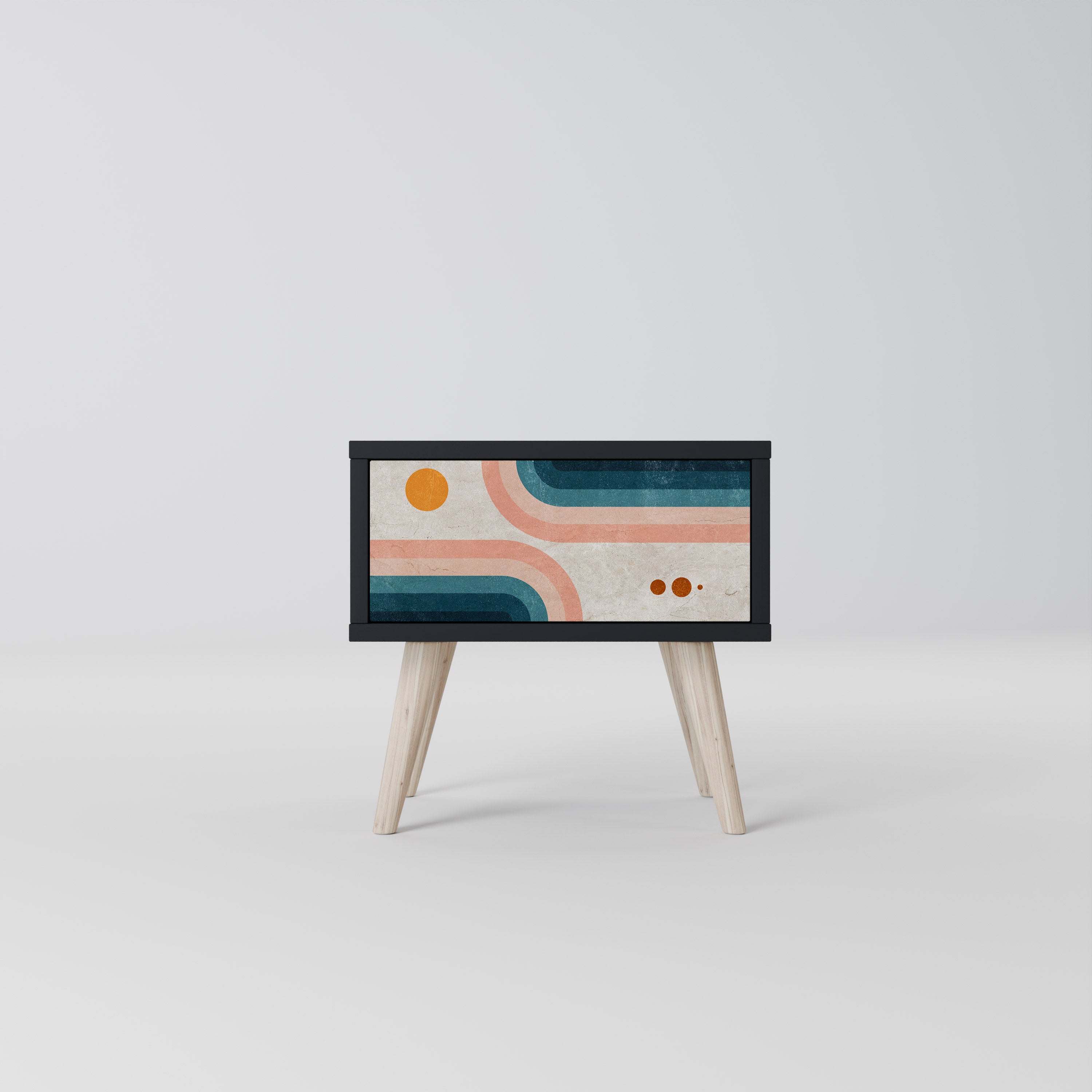 TWO HALVES Mesa de Cabeceira em Acabamento Preto