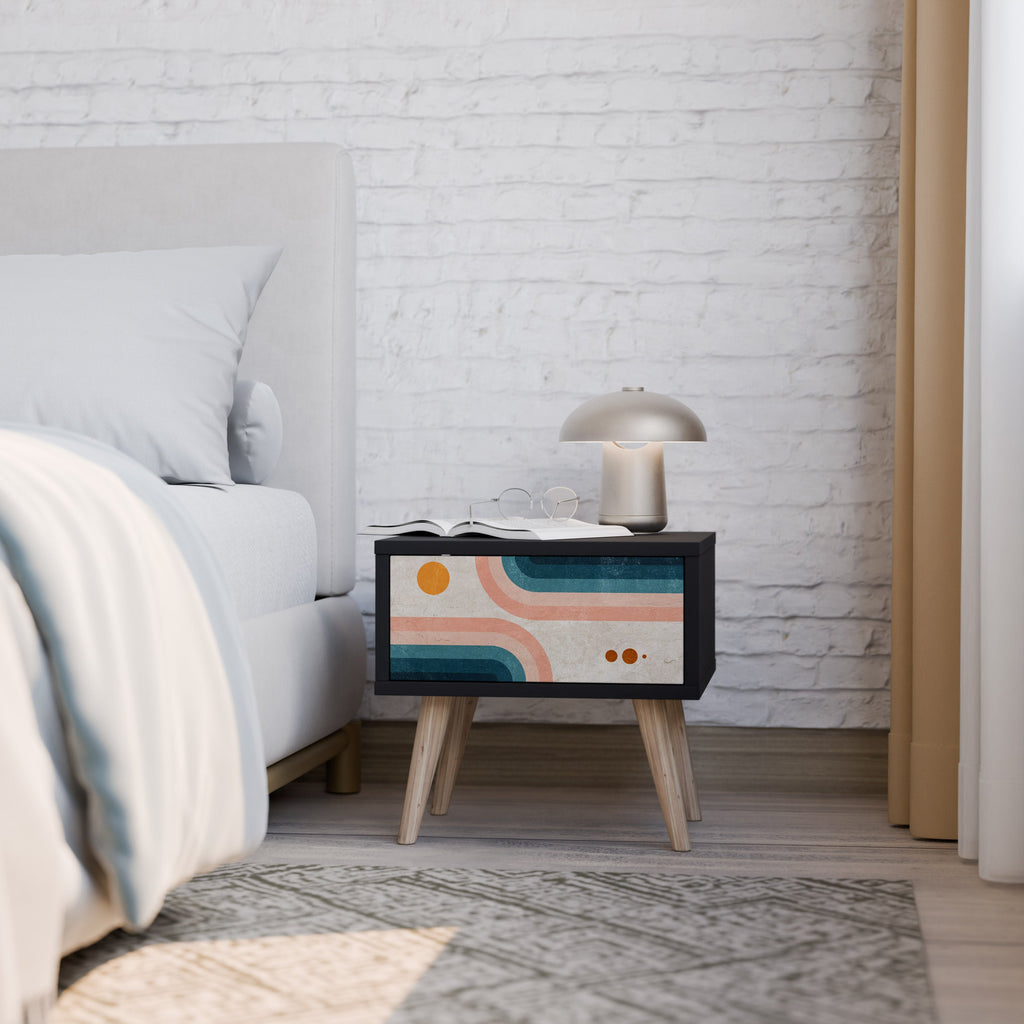 TWO HALVES Mesa de Cabeceira em Acabamento Preto