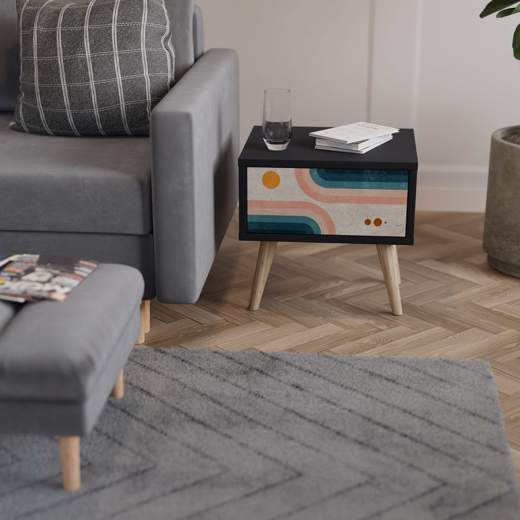 TWO HALVES Mesa de Cabeceira em Acabamento Preto